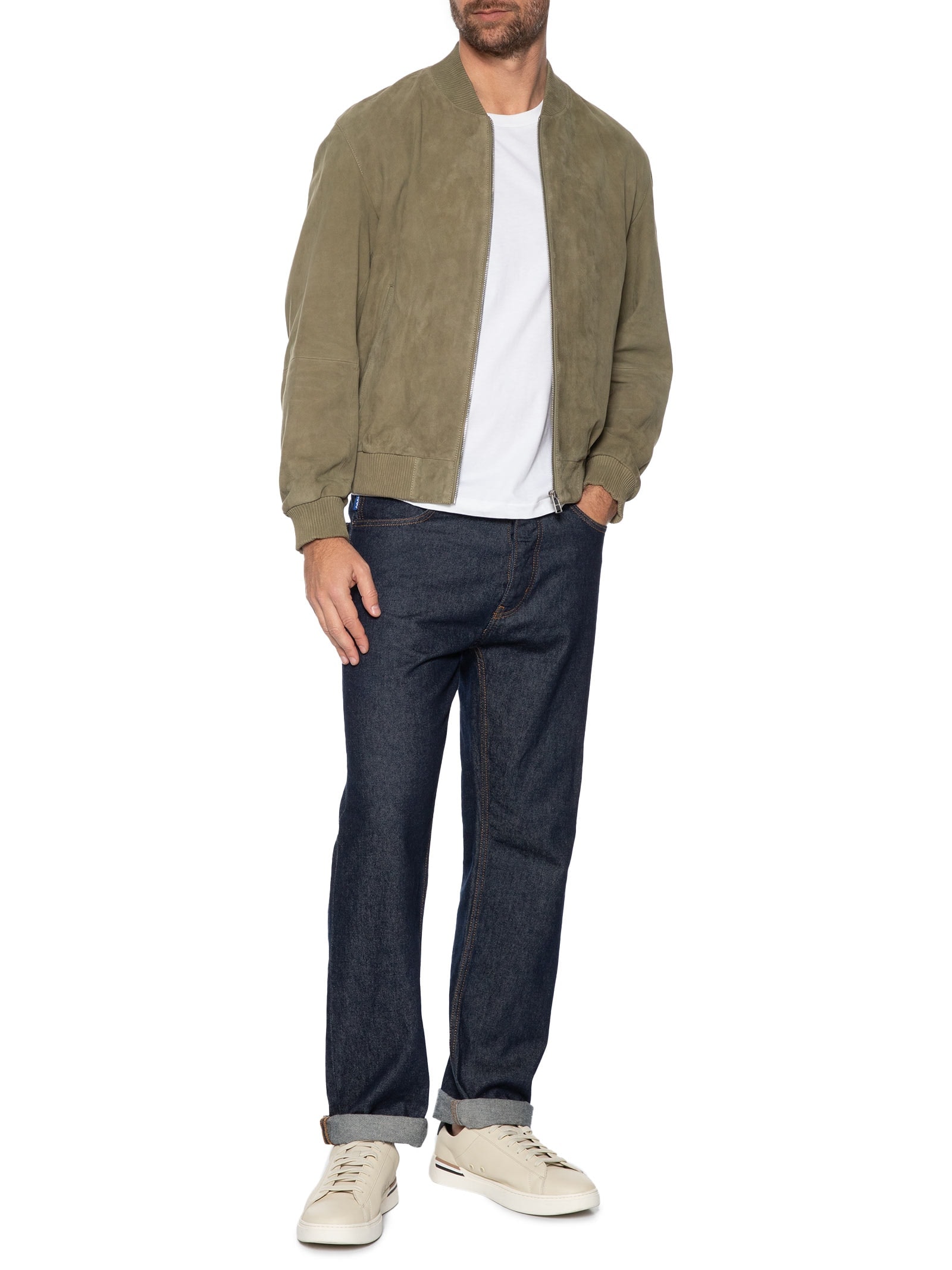 Jaqueta Masculina De Camurça H-Muller Verde Boss