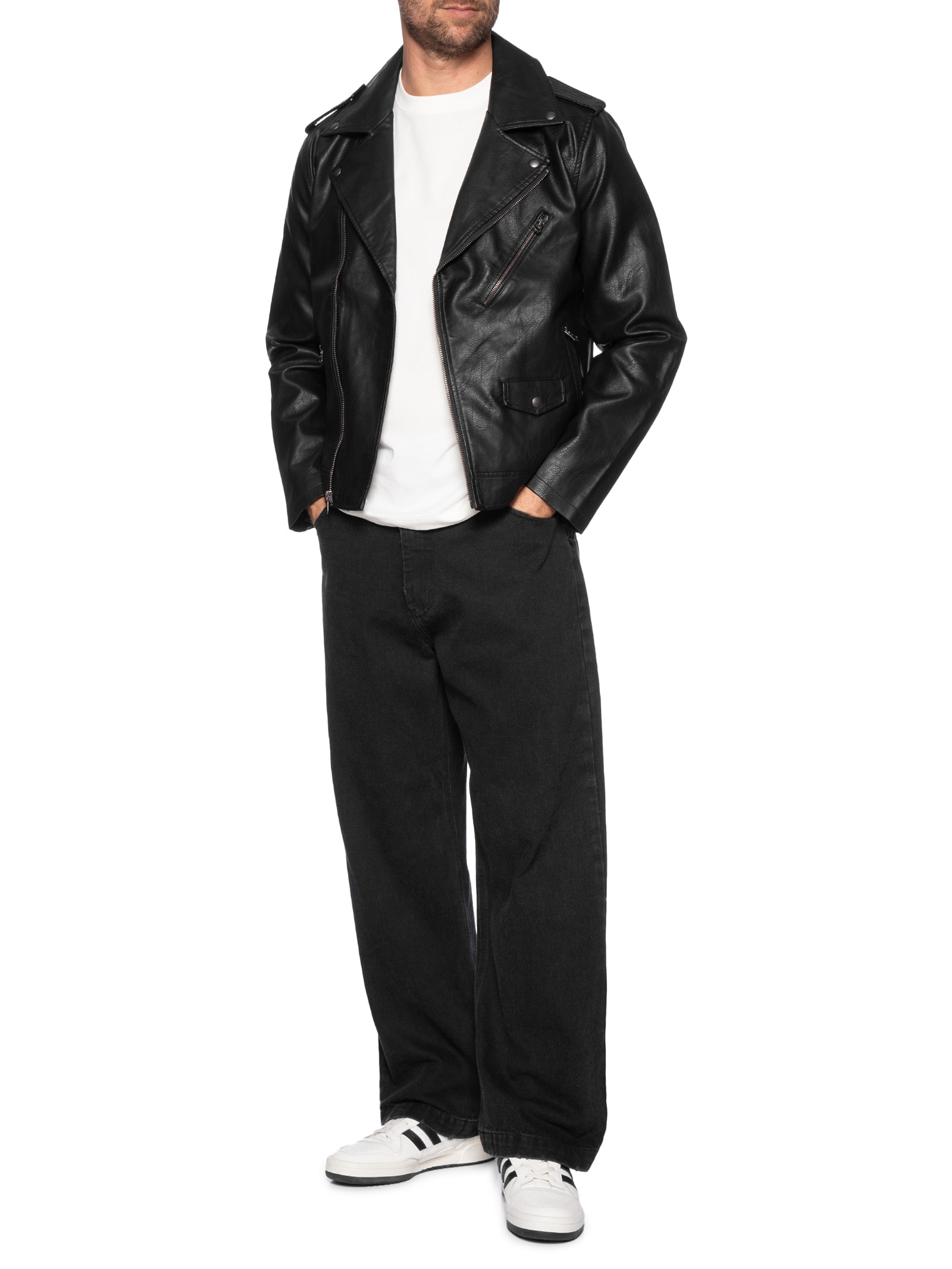 Jaqueta Masculina De Couro Asym Motorcycle Preto Levi's