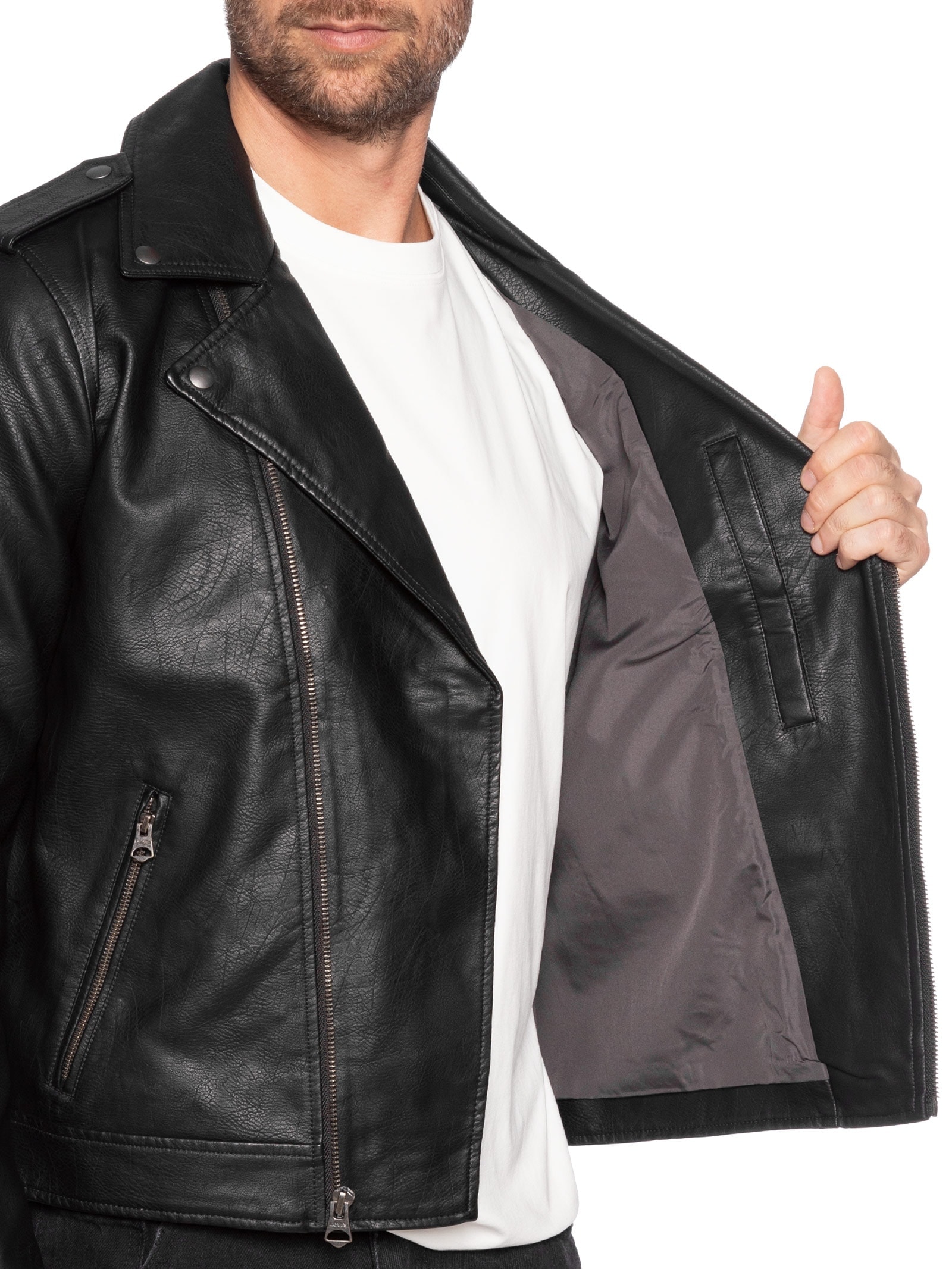 Jaqueta Masculina De Couro Asym Motorcycle Preto Levi's
