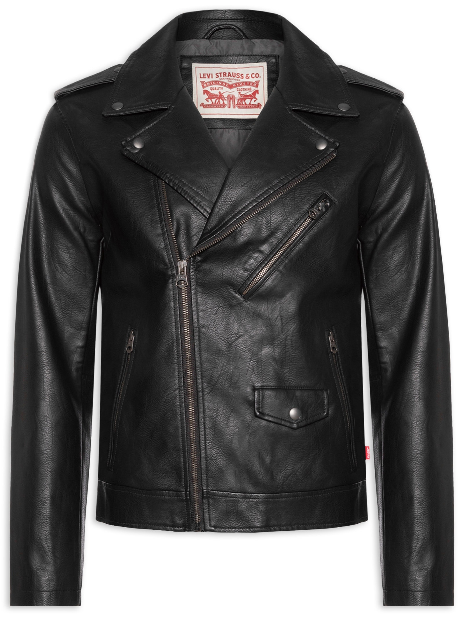 Jaqueta Masculina De Couro Asym Motorcycle Preto Levi's