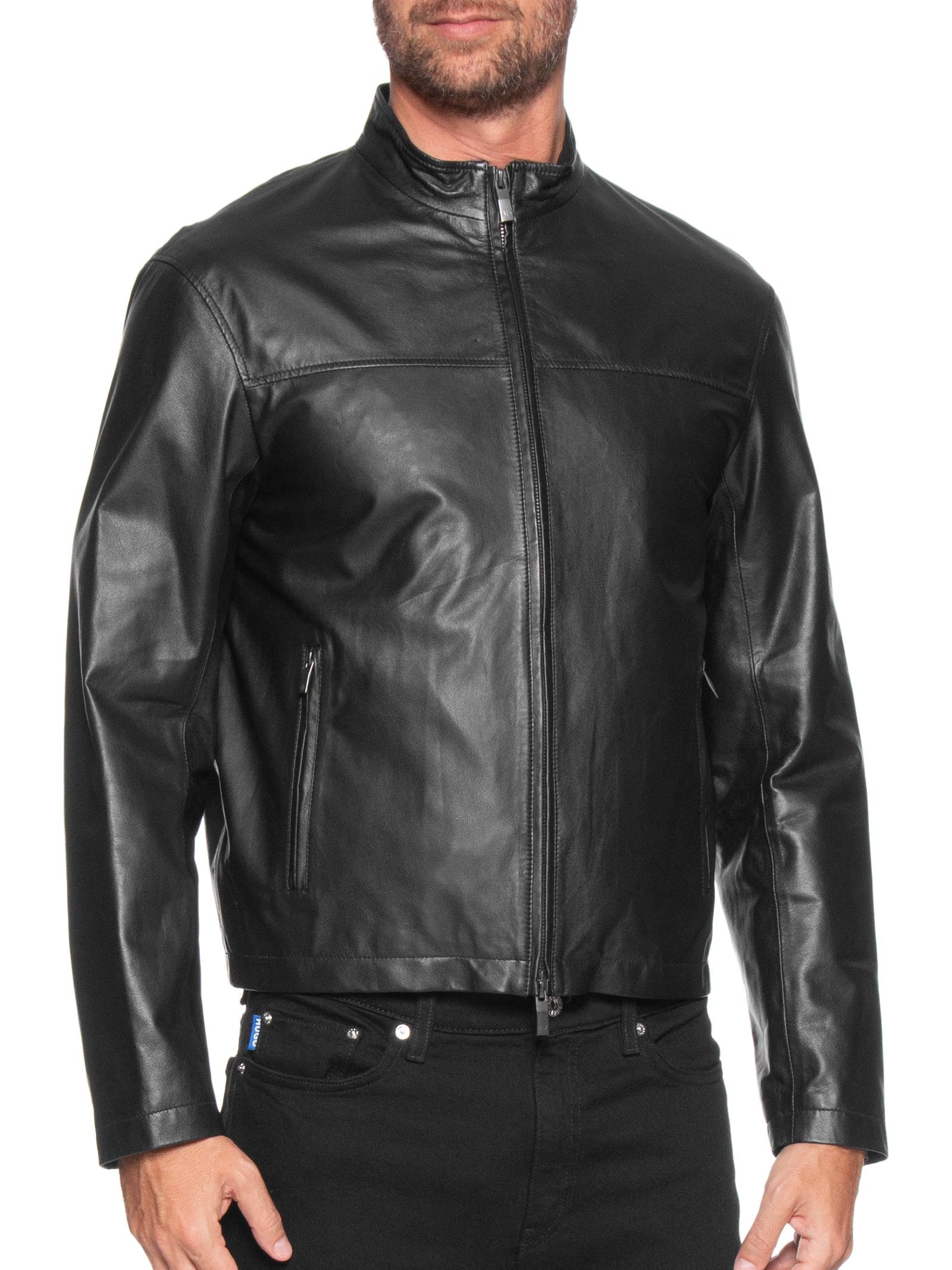 Armani Exchange - Jaqueta Masculina de Couro Blouson - Preto
