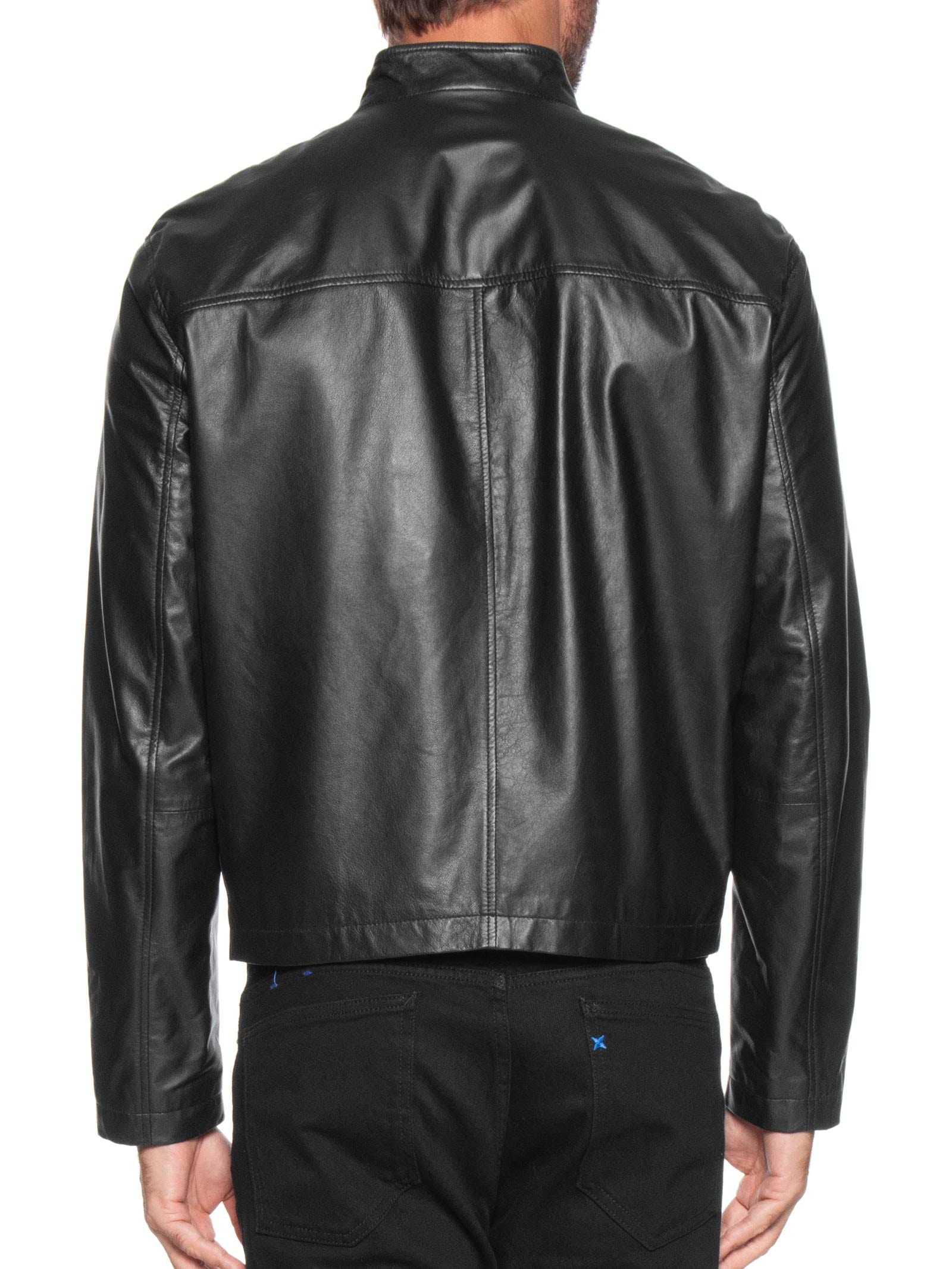 Armani Exchange - Jaqueta Masculina de Couro Blouson - Preto