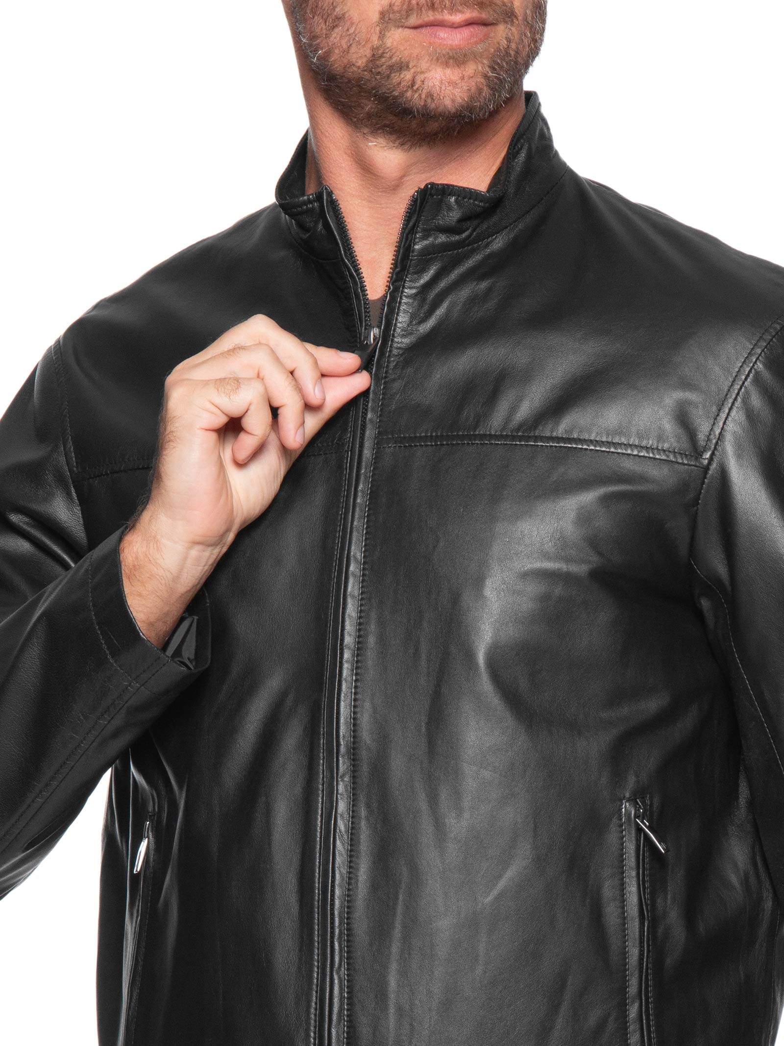 Armani Exchange - Jaqueta Masculina de Couro Blouson - Preto
