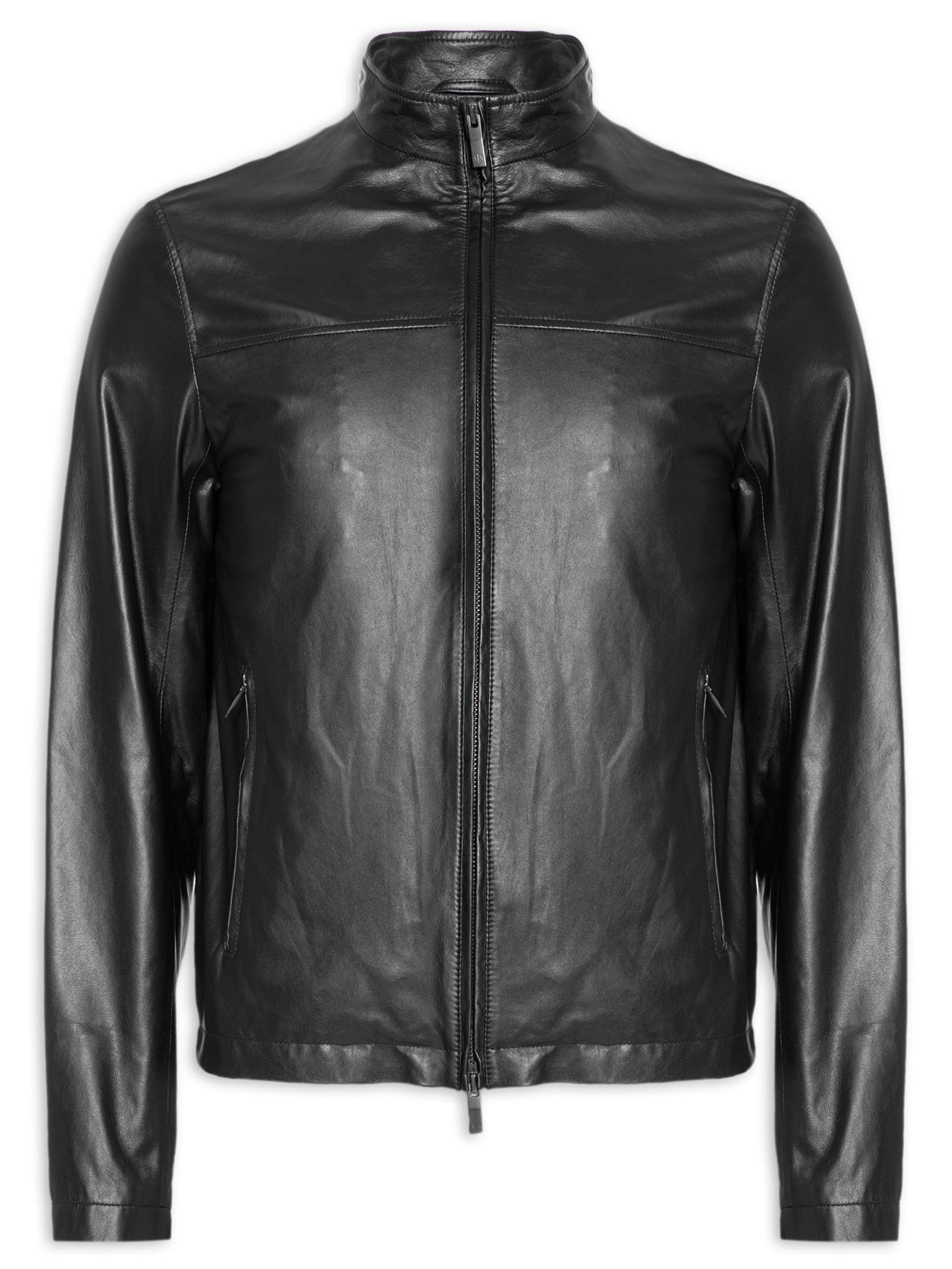 Armani Exchange - Jaqueta Masculina de Couro Blouson - Preto