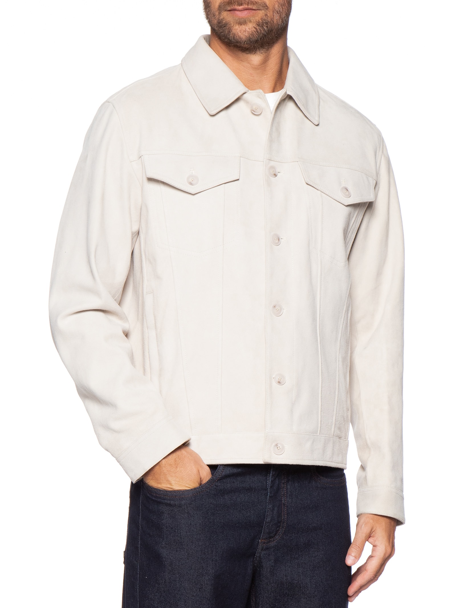 Jaqueta Masculina De Couro C-Merak Off White Boss