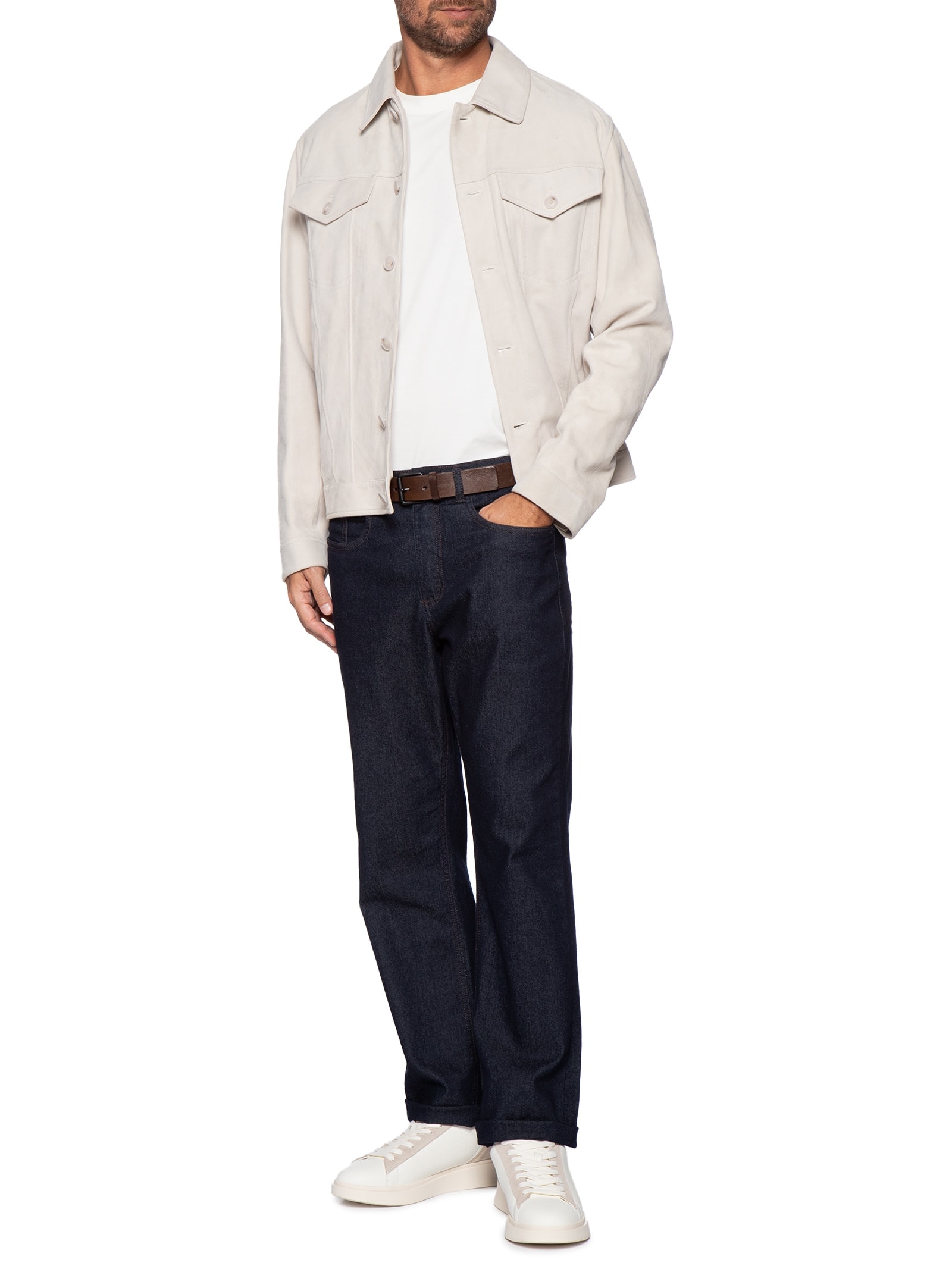 Jaqueta Masculina De Couro C-Merak Off White Boss