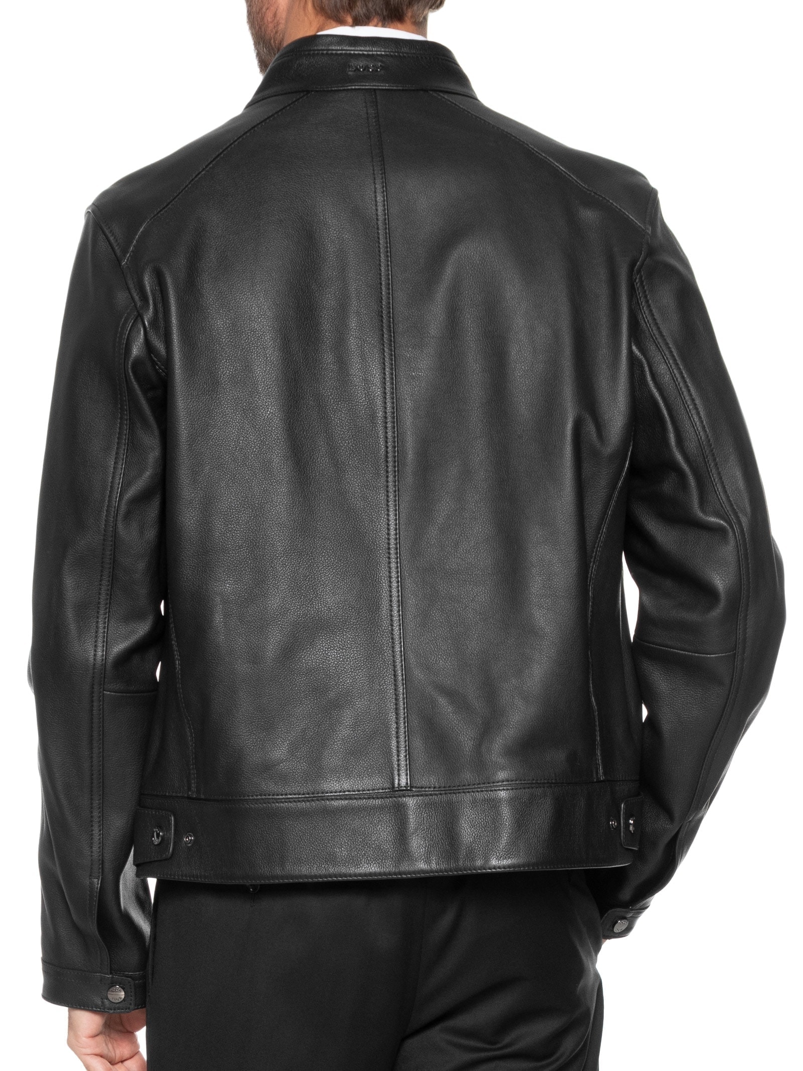 Jaqueta Masculina De Couro H Mansell Preto Boss