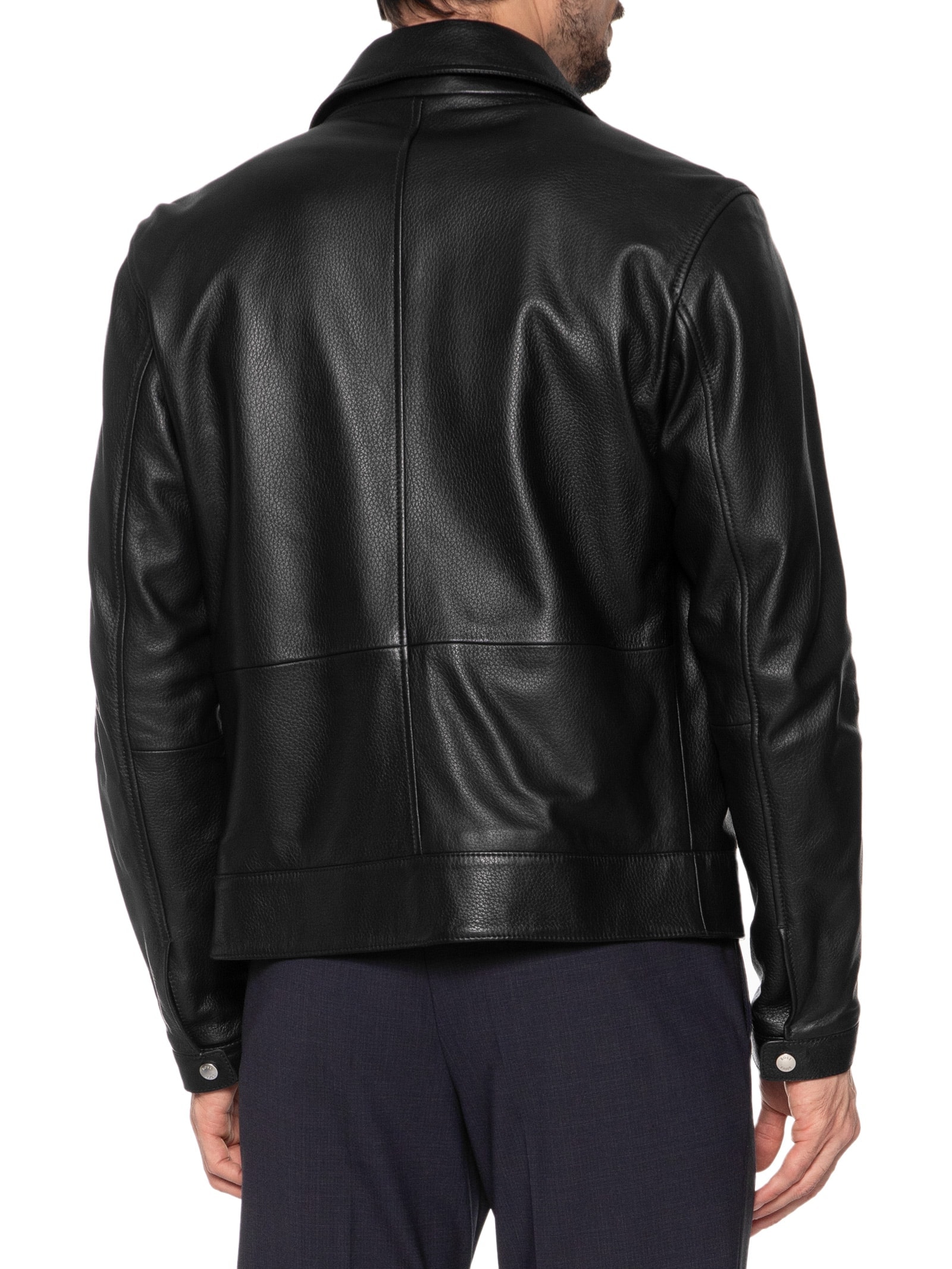 Jaqueta Masculina De Couro H-Mapson Preto Boss