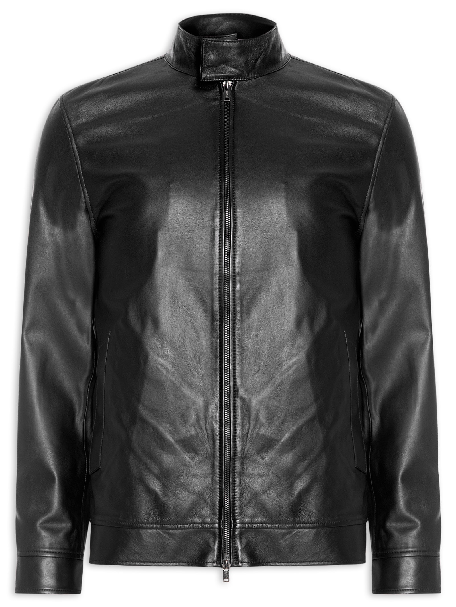 Jaqueta Masculina de Couro Harrington Preto Oficina Reserva