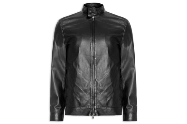 Jaqueta Masculina de Couro Harrington – Preto