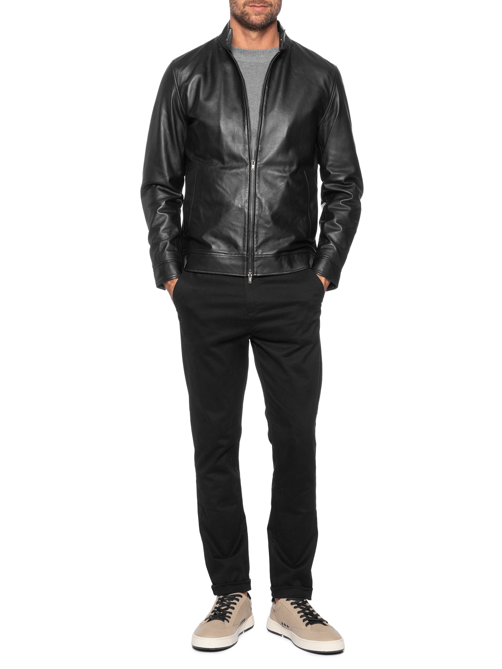 Jaqueta Masculina de Couro Harrington – Preto – Oficina Reserva