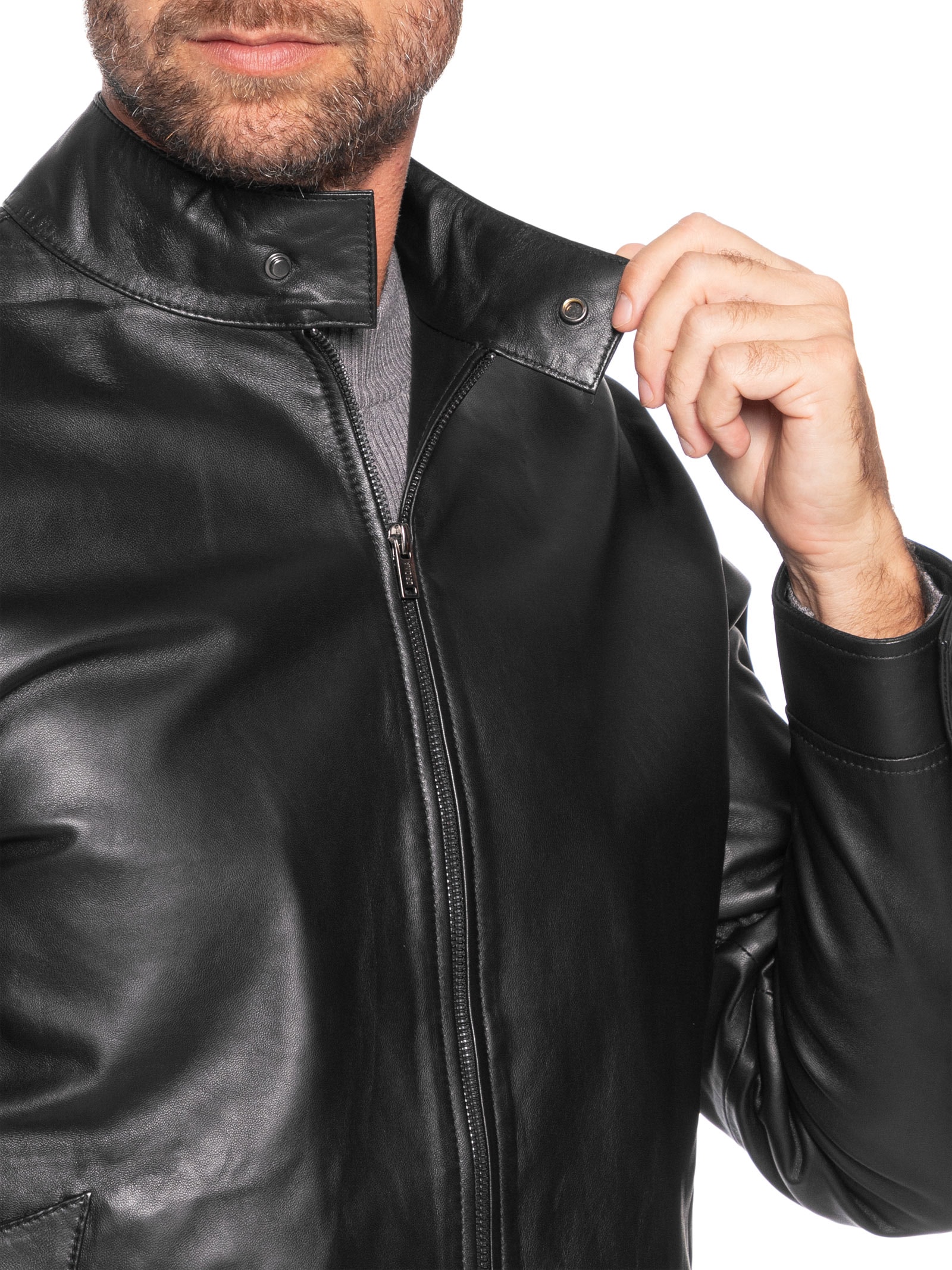 Jaqueta Masculina de Couro Harrington – Preto – Oficina Reserva
