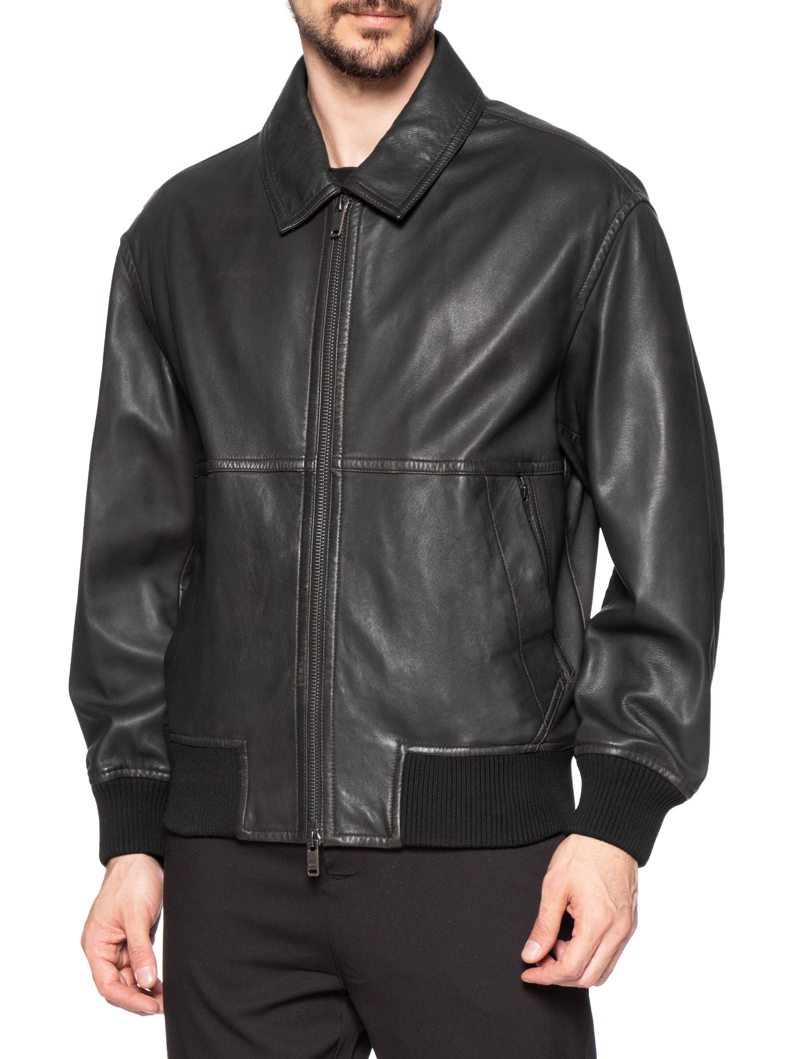 Jaqueta Masculina De Couro Joberg Marrom Boss