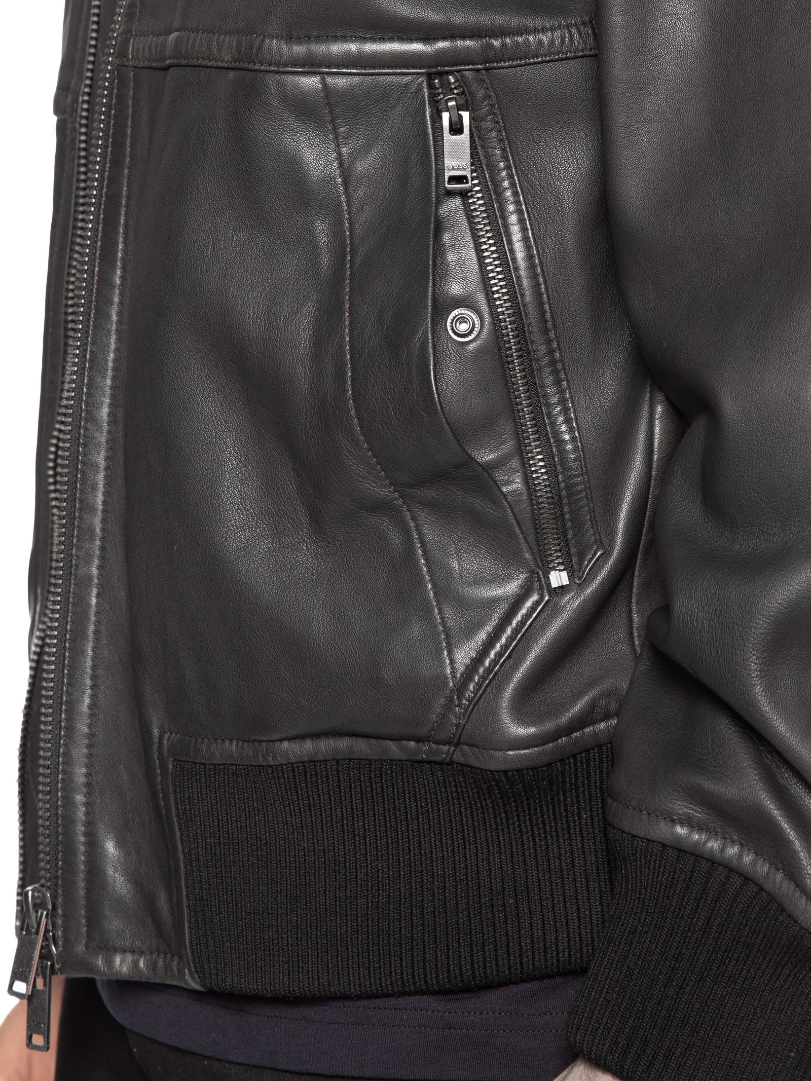 Jaqueta Masculina De Couro Joberg Marrom Boss