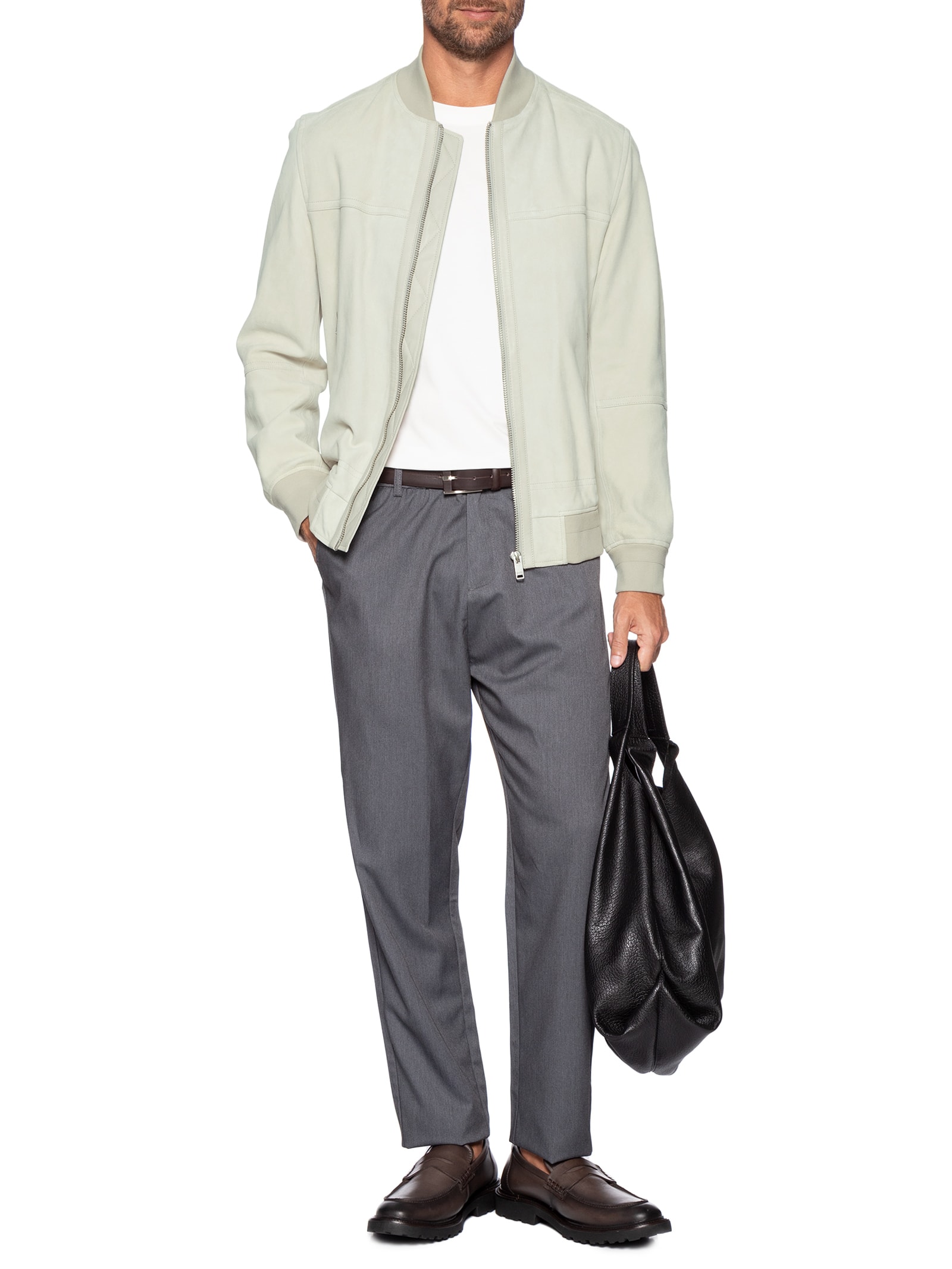 Jaqueta Masculina De Couro Johice Off White Boss