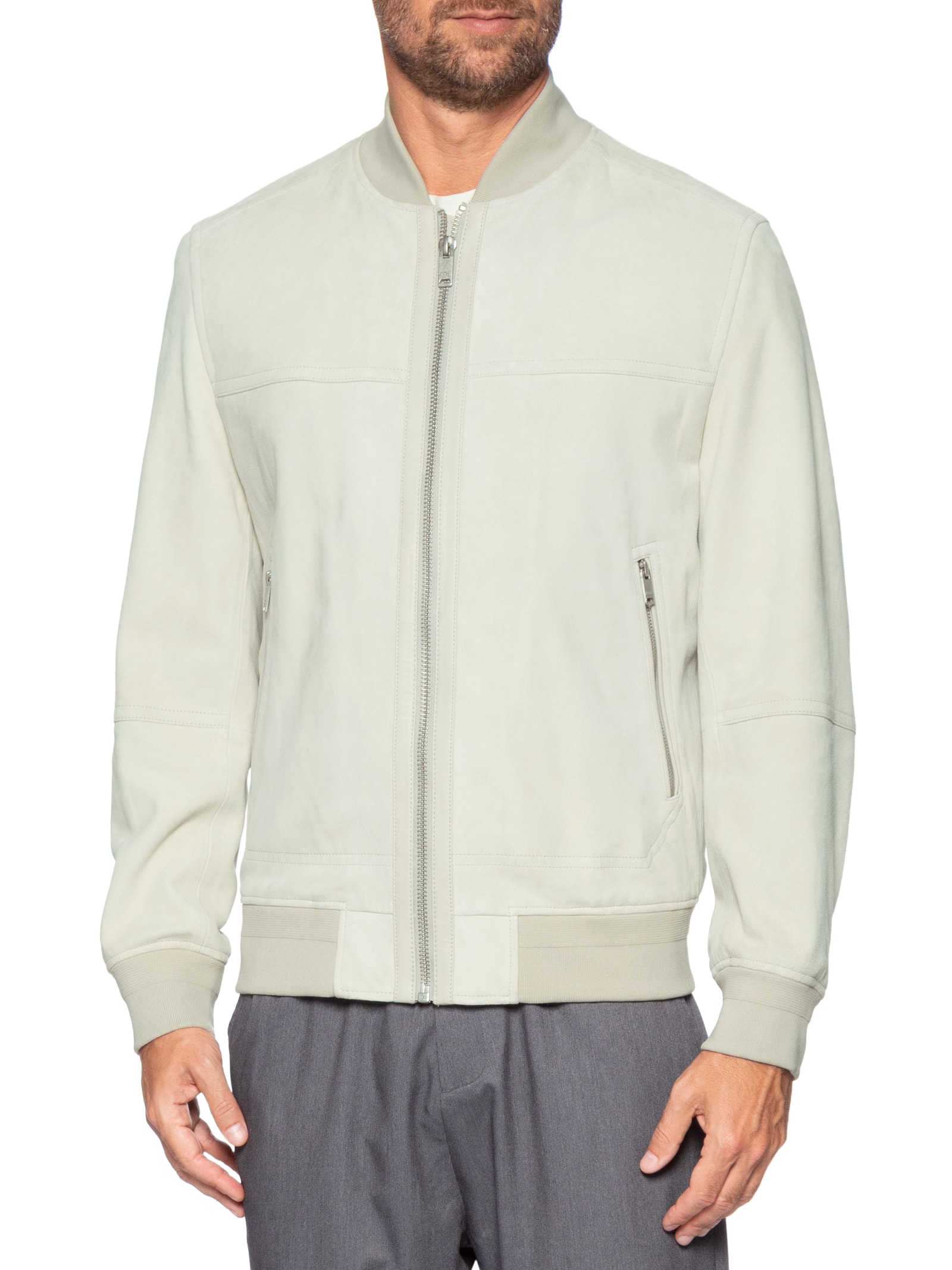 Jaqueta Masculina De Couro Johice Off White Boss