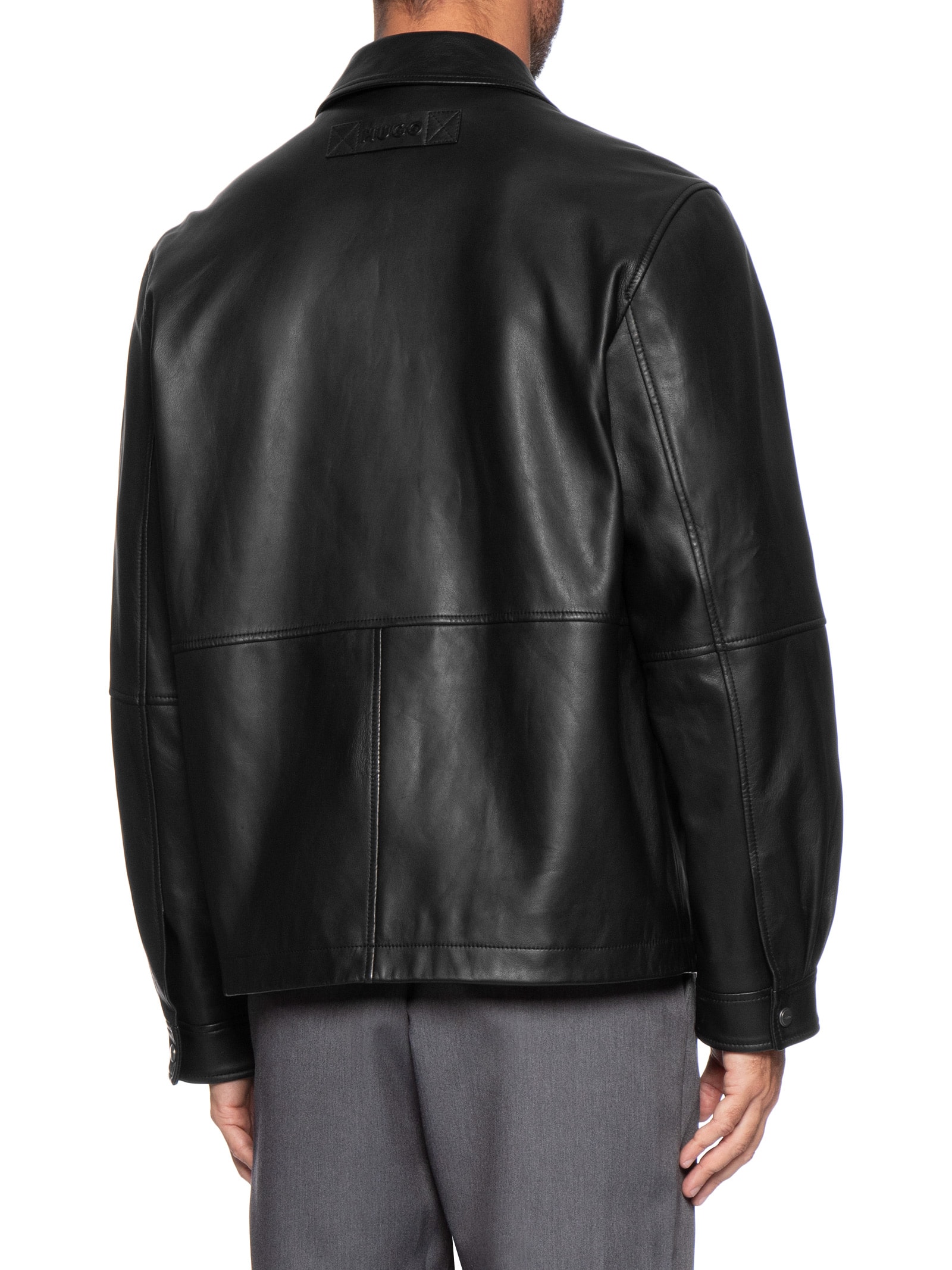 Jaqueta Masculina De Couro Lemni Preto Hugo