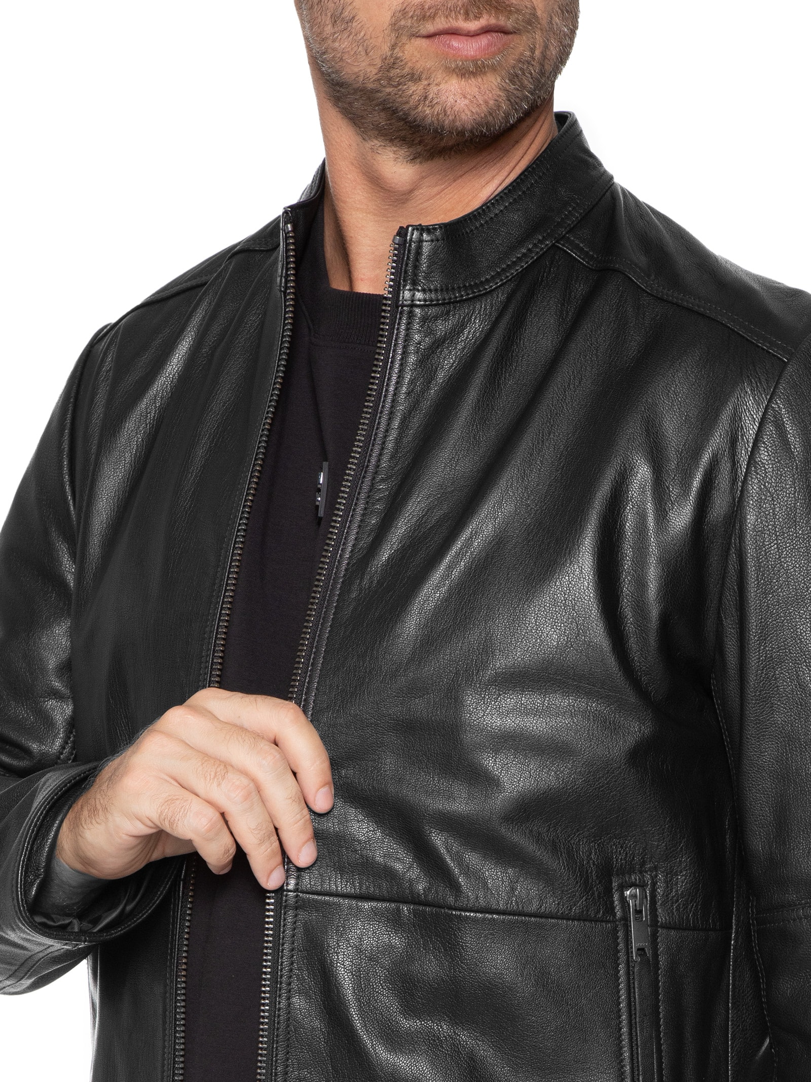 Hugo - Jaqueta Masculina De Couro Lokis - Preto
