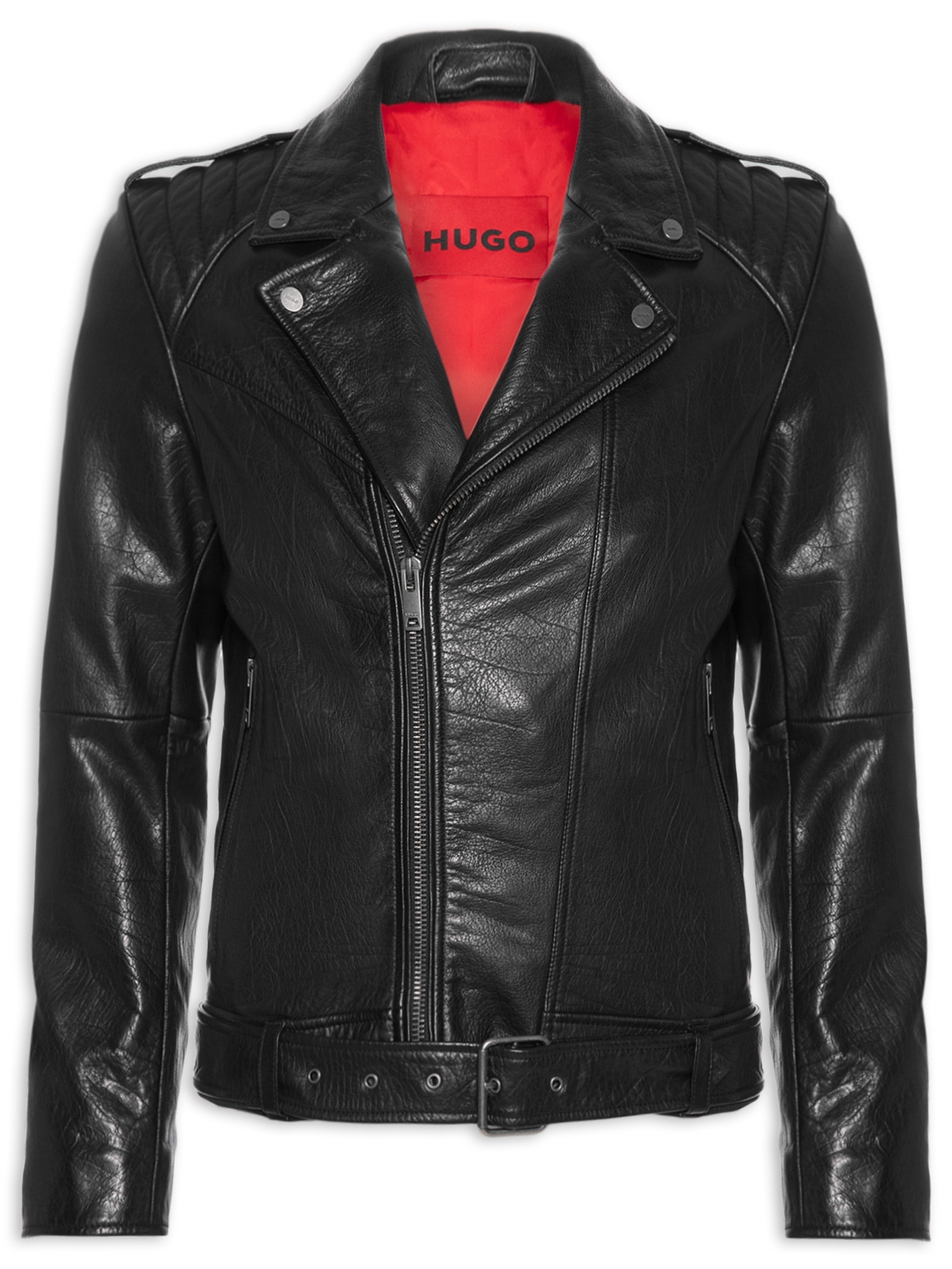 Jaqueta Masculina De Couro Lowis-6 Preto Hugo