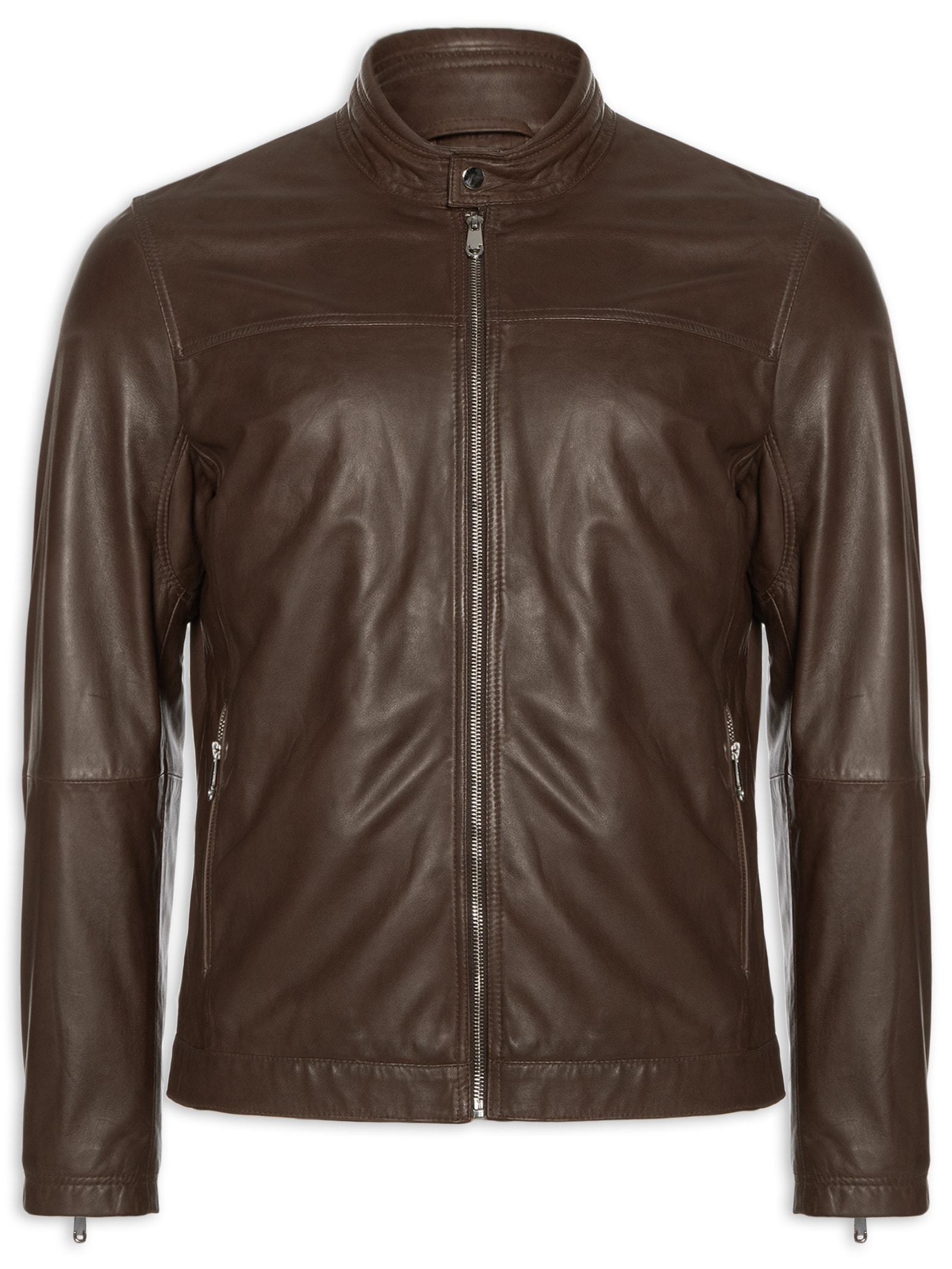 Jaqueta Masculina De Couro Marrom '2 Essential