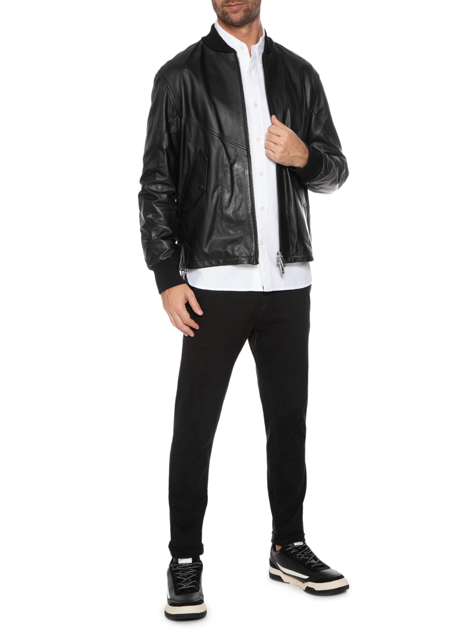 Jaqueta Masculina De Couro - Preto - Armani Exchange