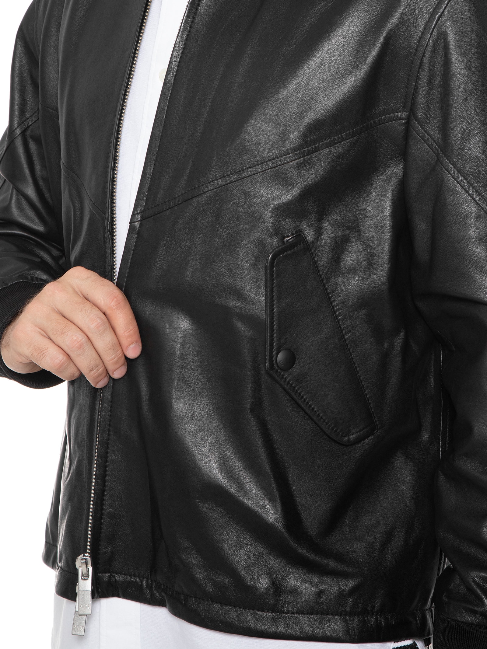 Jaqueta Masculina De Couro - Preto - Armani Exchange