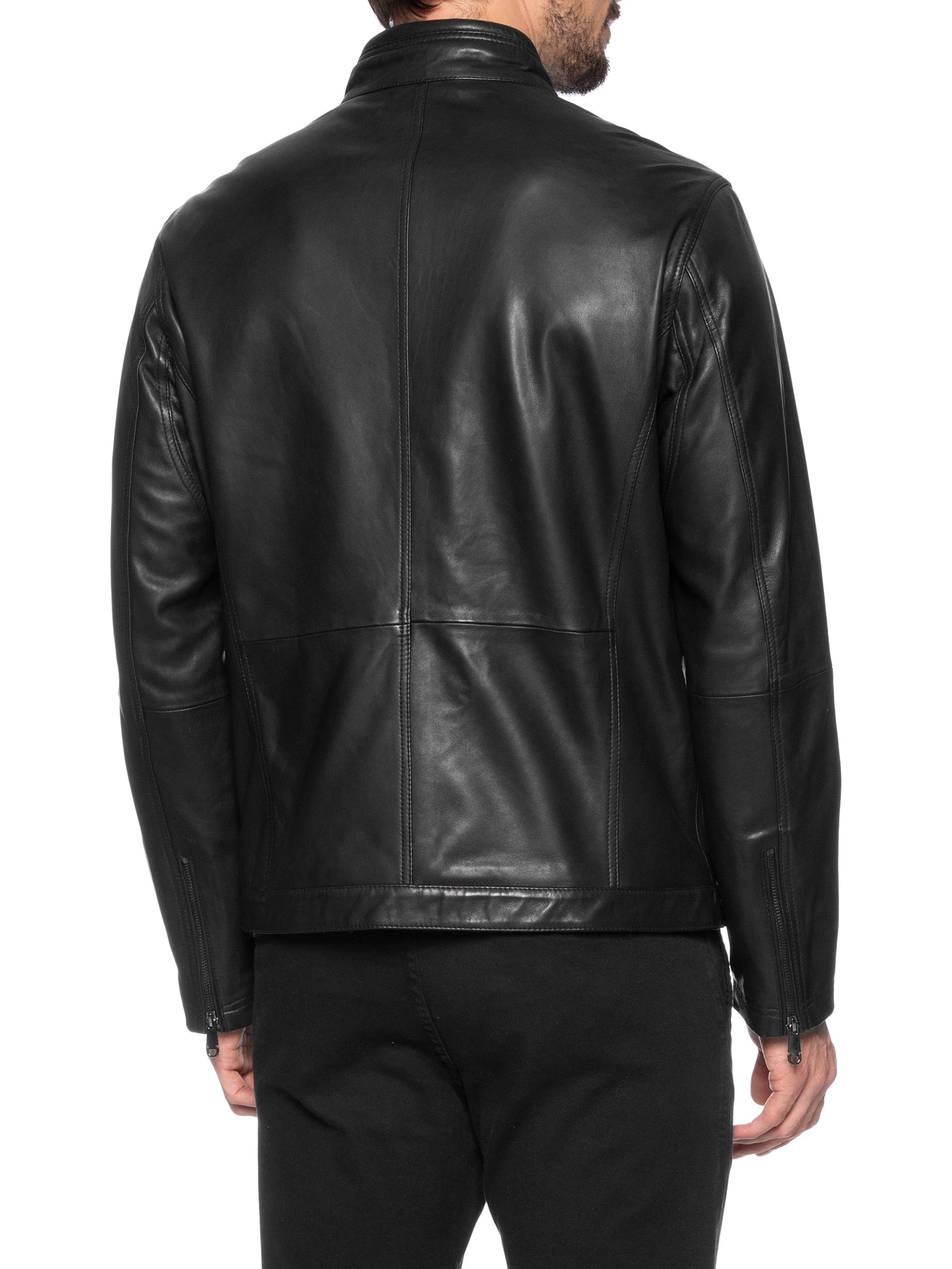 Jaqueta Masculina De Couro Preto '2 Essential