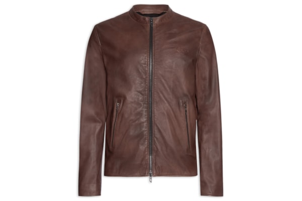 Jaqueta Masculina De Couro Sem Capuz L-Tad-Bkbx - Marrom