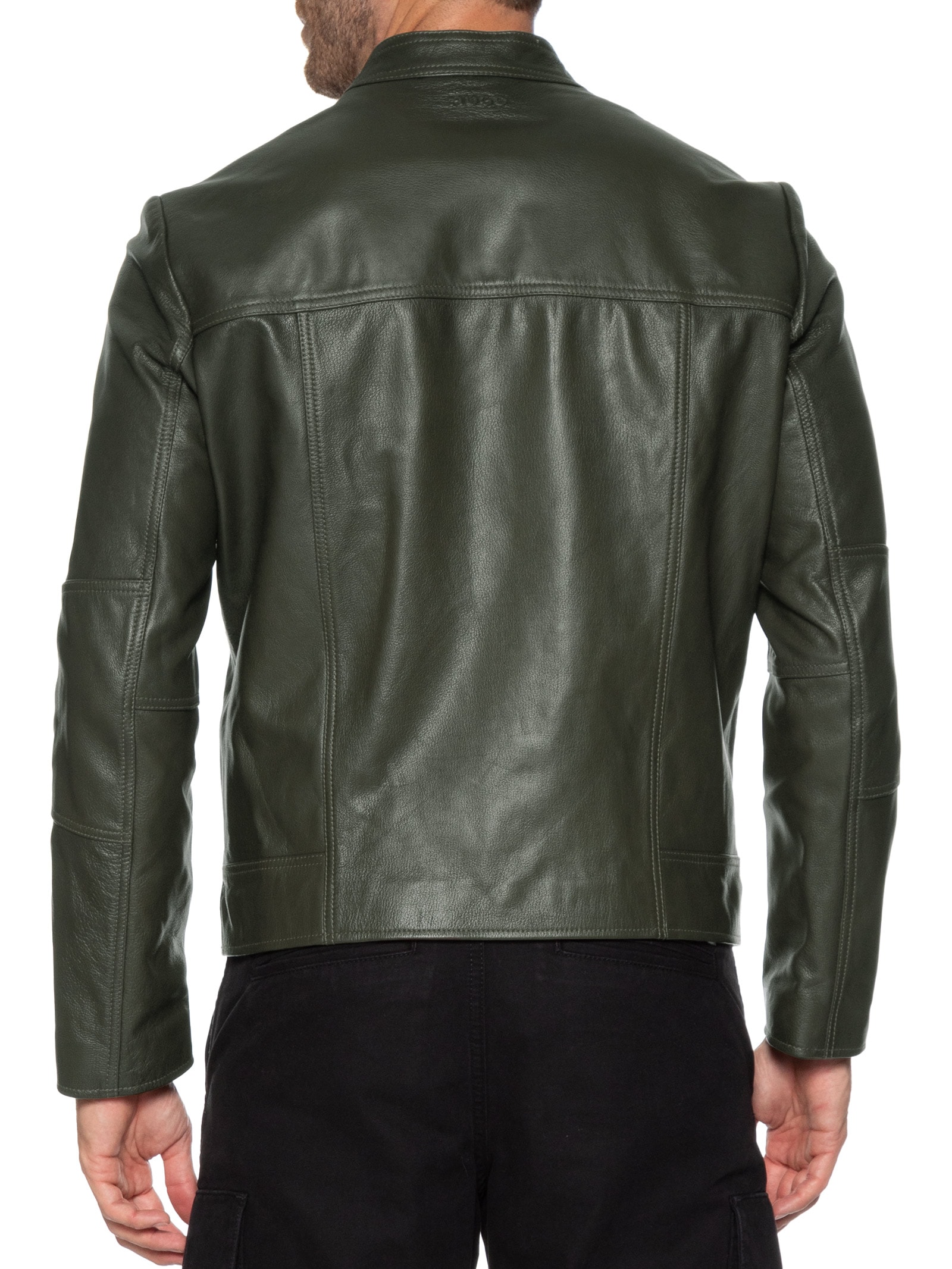 Jaqueta Masculina De Couro Slim-Fit Loki-3 Verde Hugo