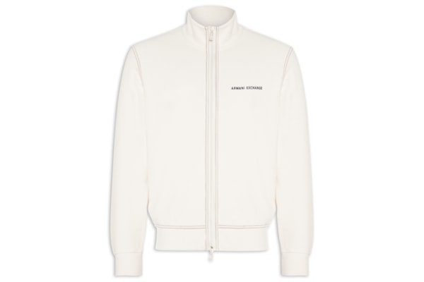 Jaqueta Masculina De Moletom Com Zíper - Branco