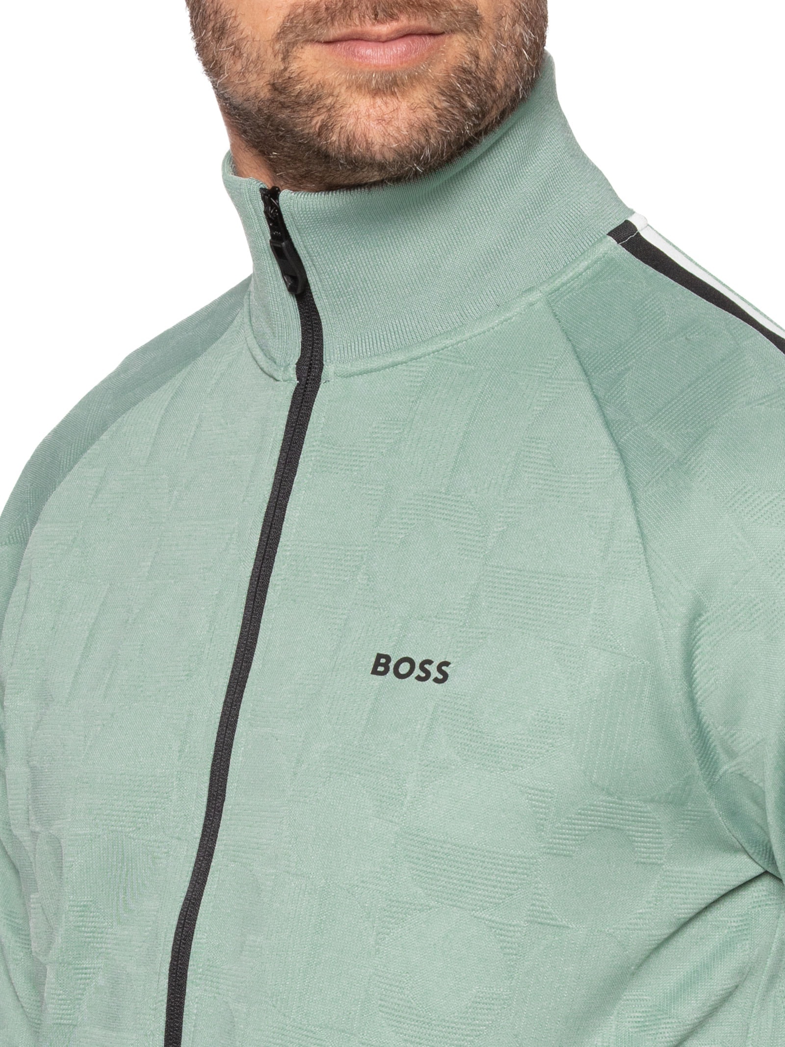 Jaqueta Masculina De Moletom Skarley Striped Verde Boss