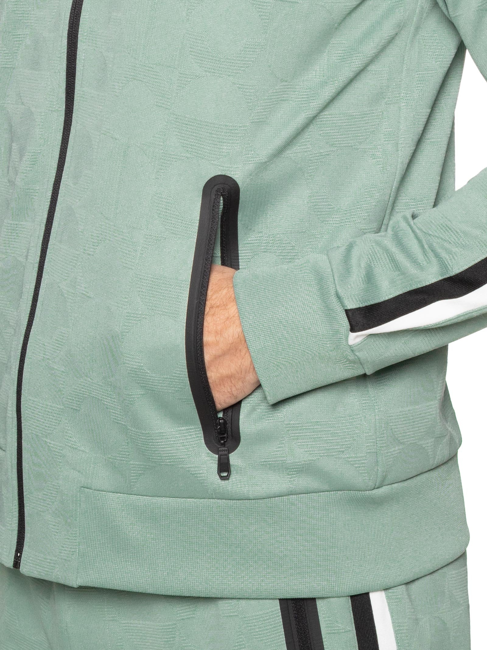 Jaqueta Masculina De Moletom Skarley Striped Verde Boss