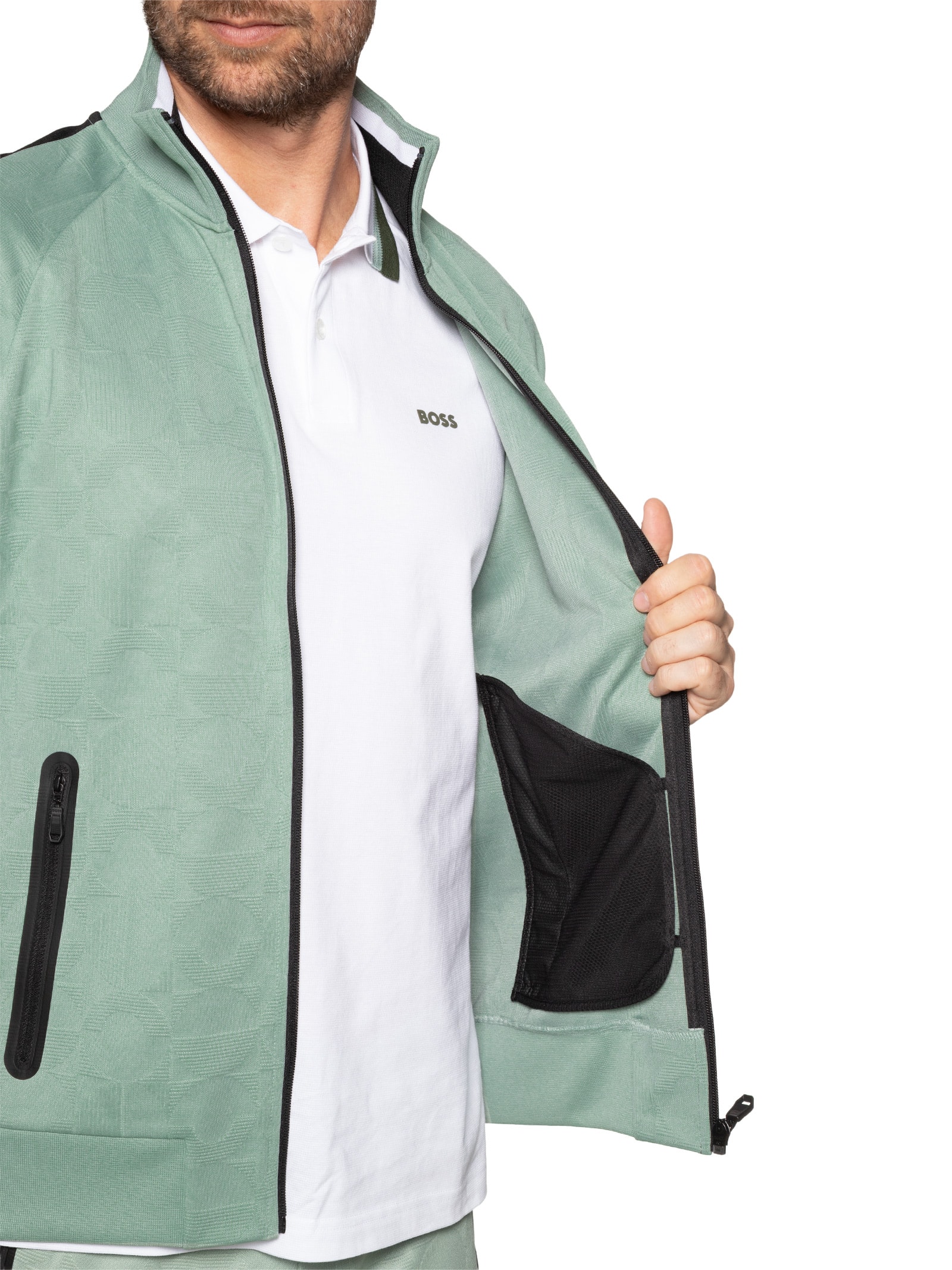 Boss Jaqueta Masculina De Moletom Skarley Striped Verde