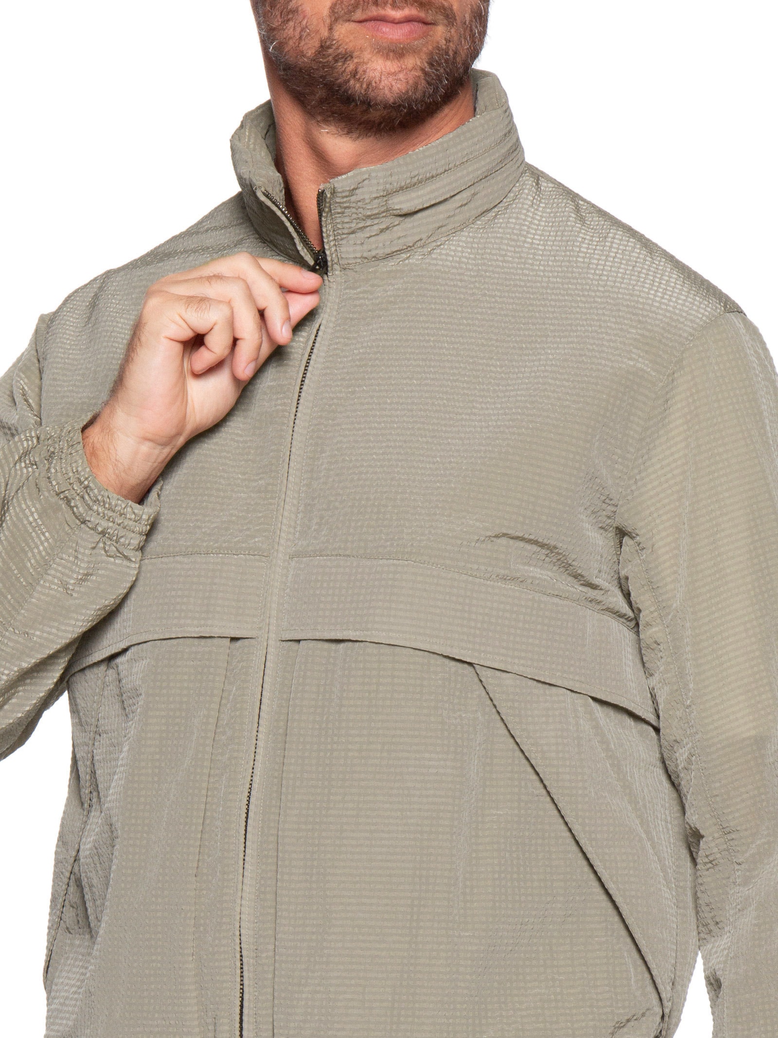 Jaqueta Masculina De Nylon com Bolsos Marrom Armani Exchange