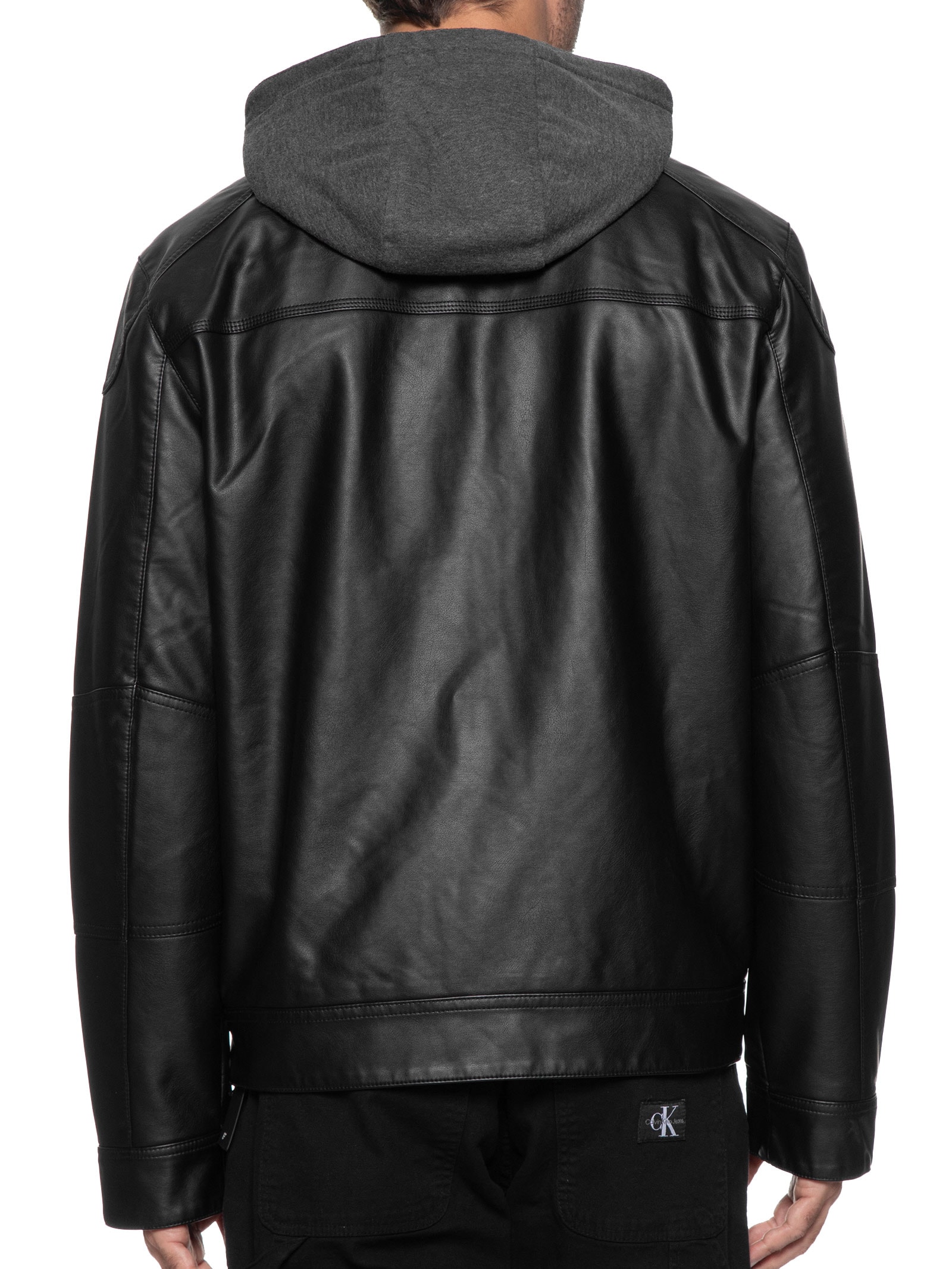 Jaqueta Masculina Em PU Com Capuz - Preto - Calvin Klein Jeans