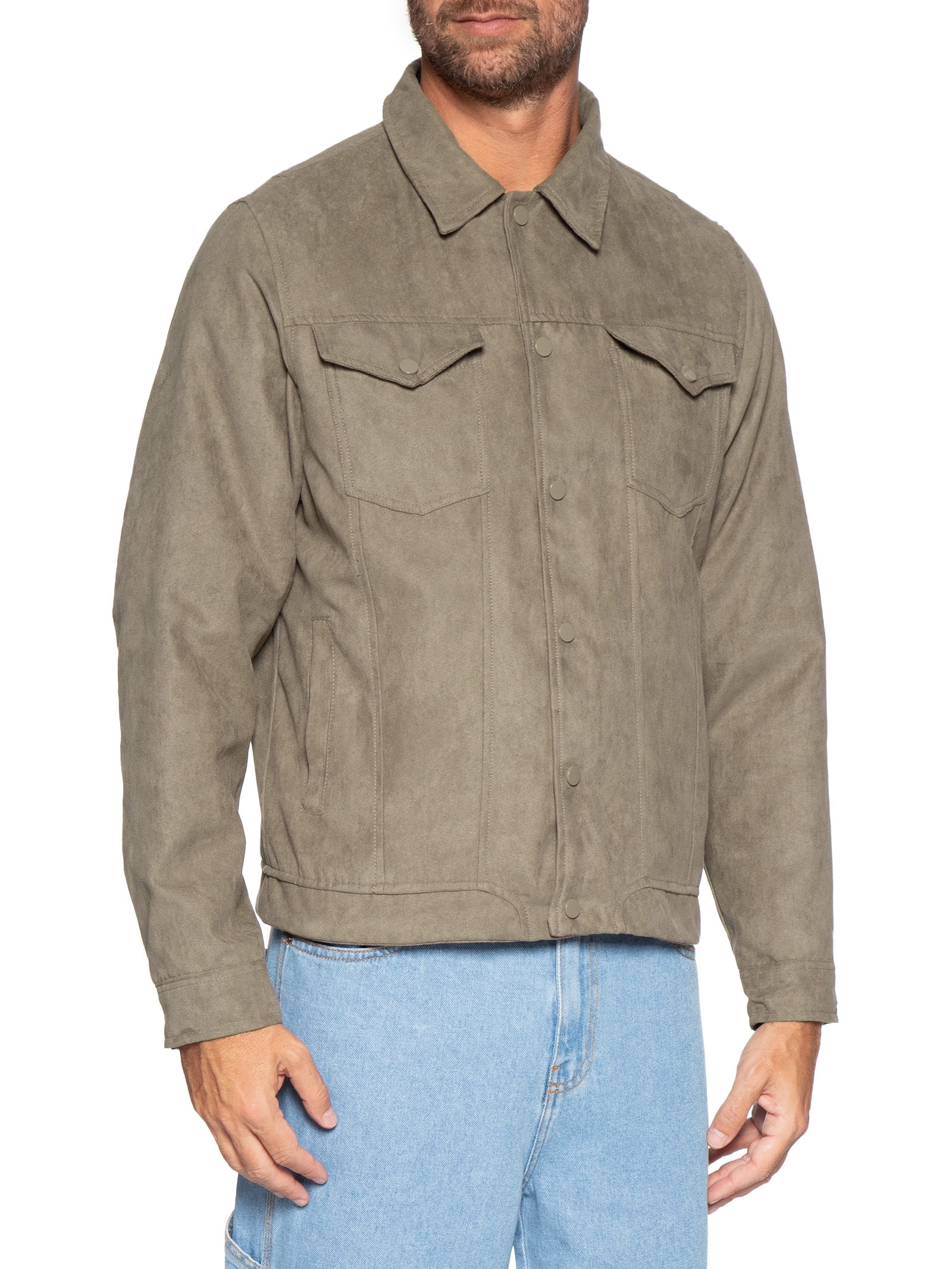 Jaqueta Masculina em Suede – Bege Basiq Men