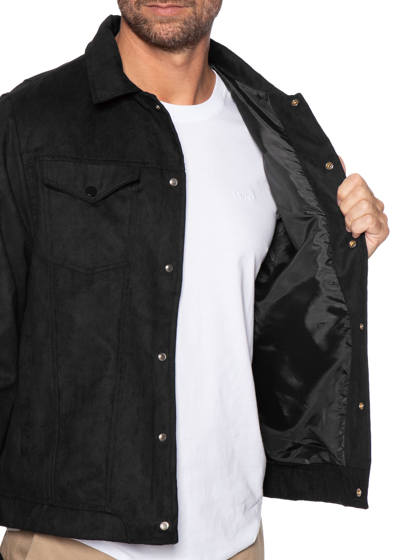 Jaqueta Masculina em Suede – Preto Basiq Men