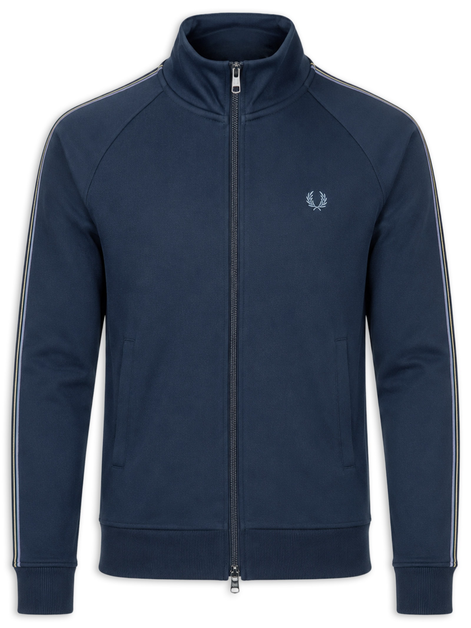 Jaqueta Masculina Esportiva Detalhe Faixa Dupla Azul Fred Perry