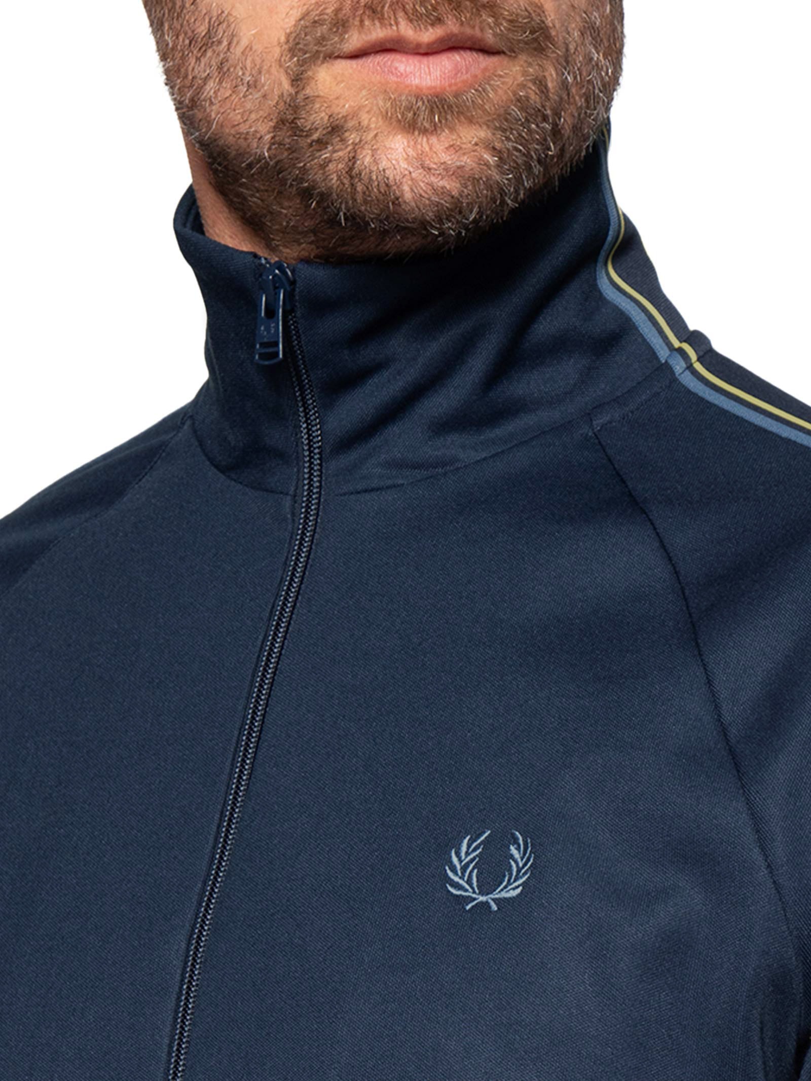 Jaqueta Masculina Esportiva Detalhe Faixa Dupla Azul Fred Perry