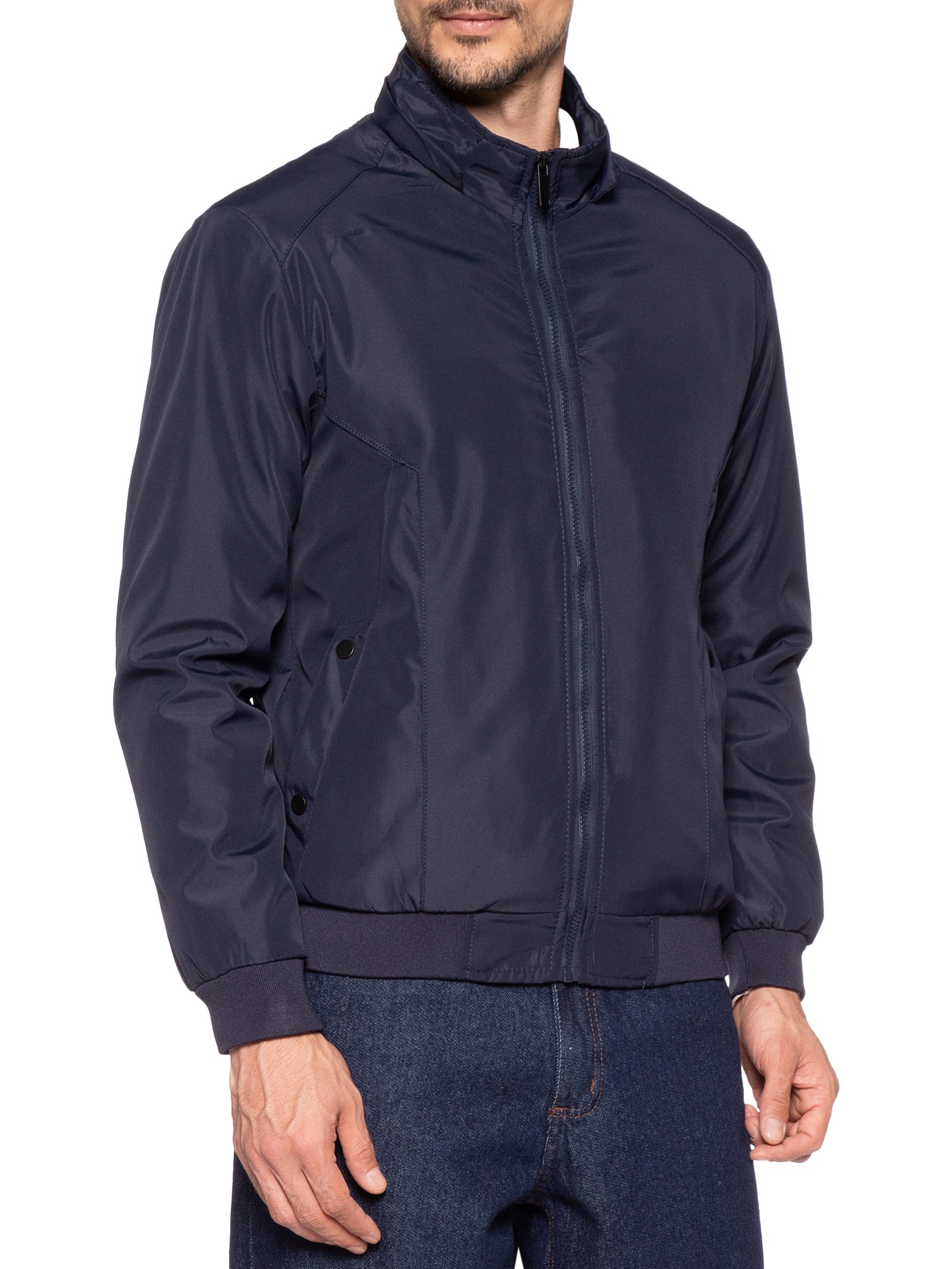 Jaqueta Masculina Forrada Com Gorro Azul Basiq Men