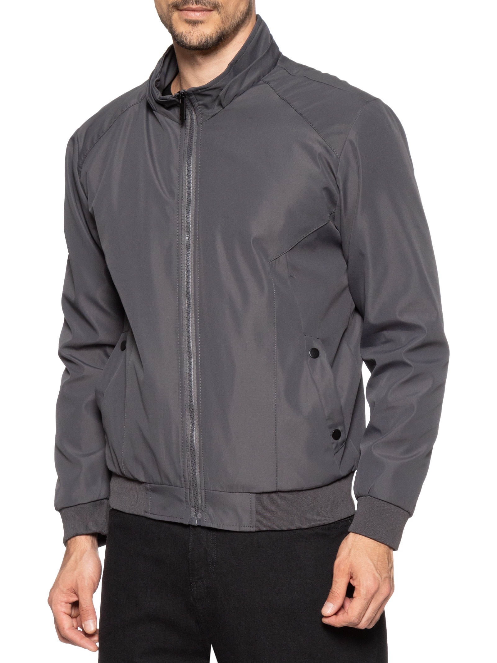 Jaqueta Masculina Forrada Com Gorro Cinza Basiq Men