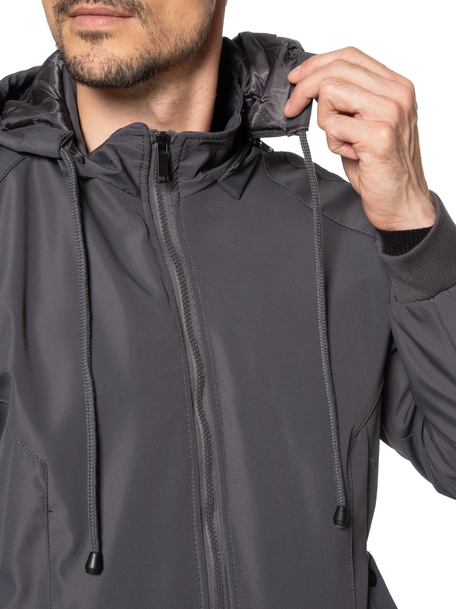 Jaqueta Masculina Forrada Com Gorro Cinza Basiq Men