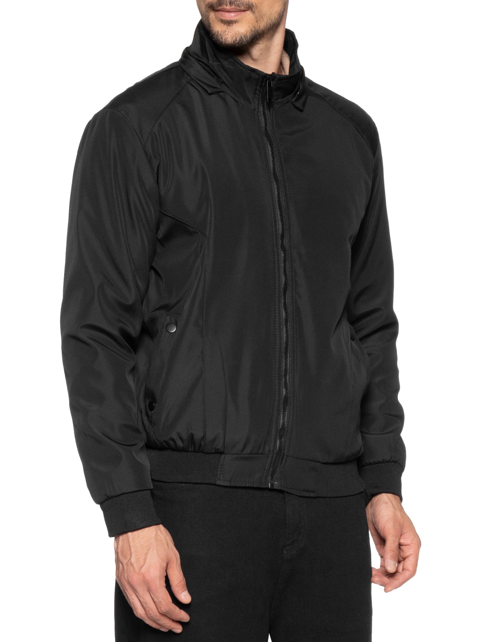 Jaqueta Masculina Forrada Com Gorro Preto Basiq Men