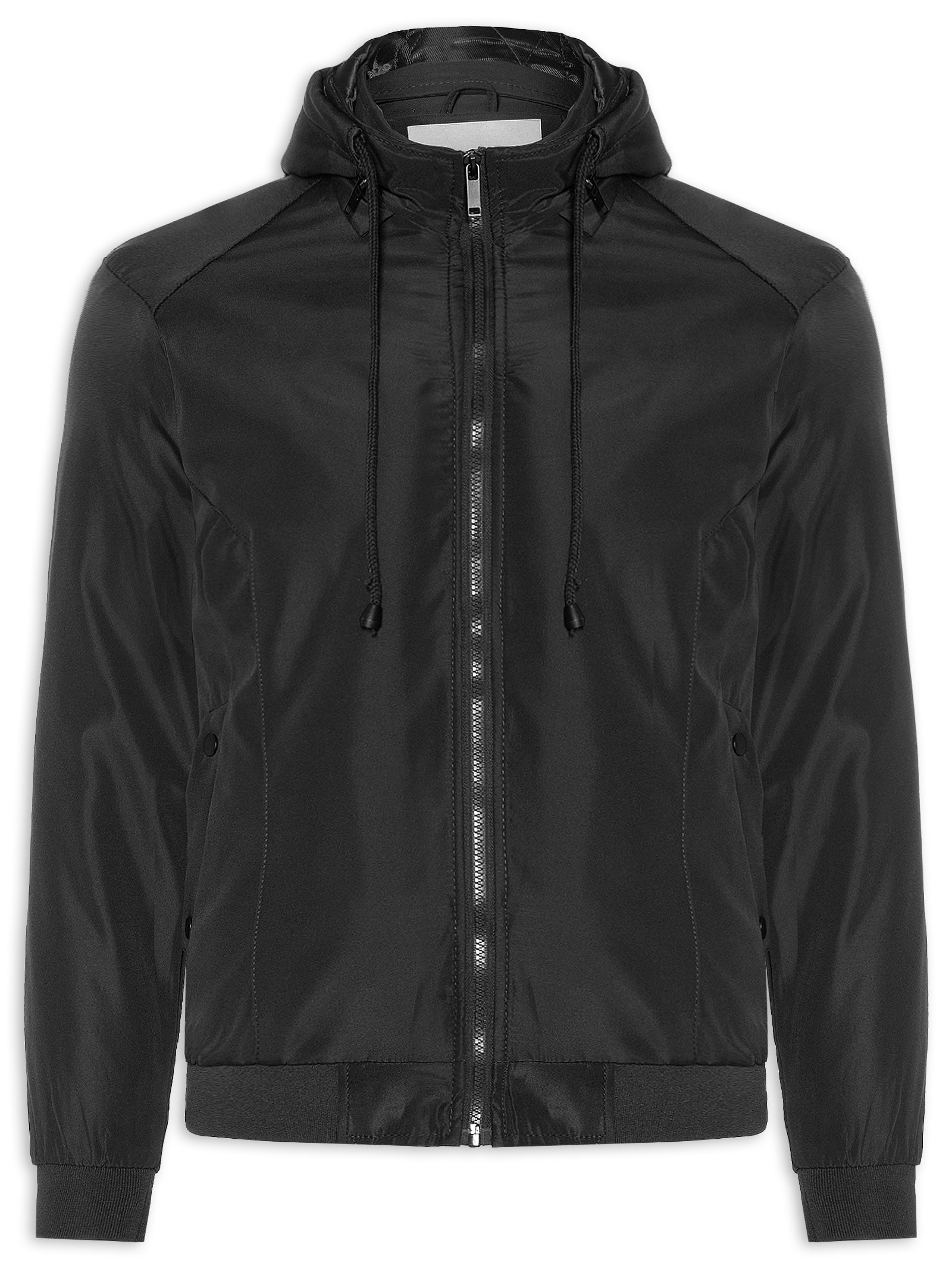 Jaqueta Masculina Forrada Com Gorro Preto Basiq Men