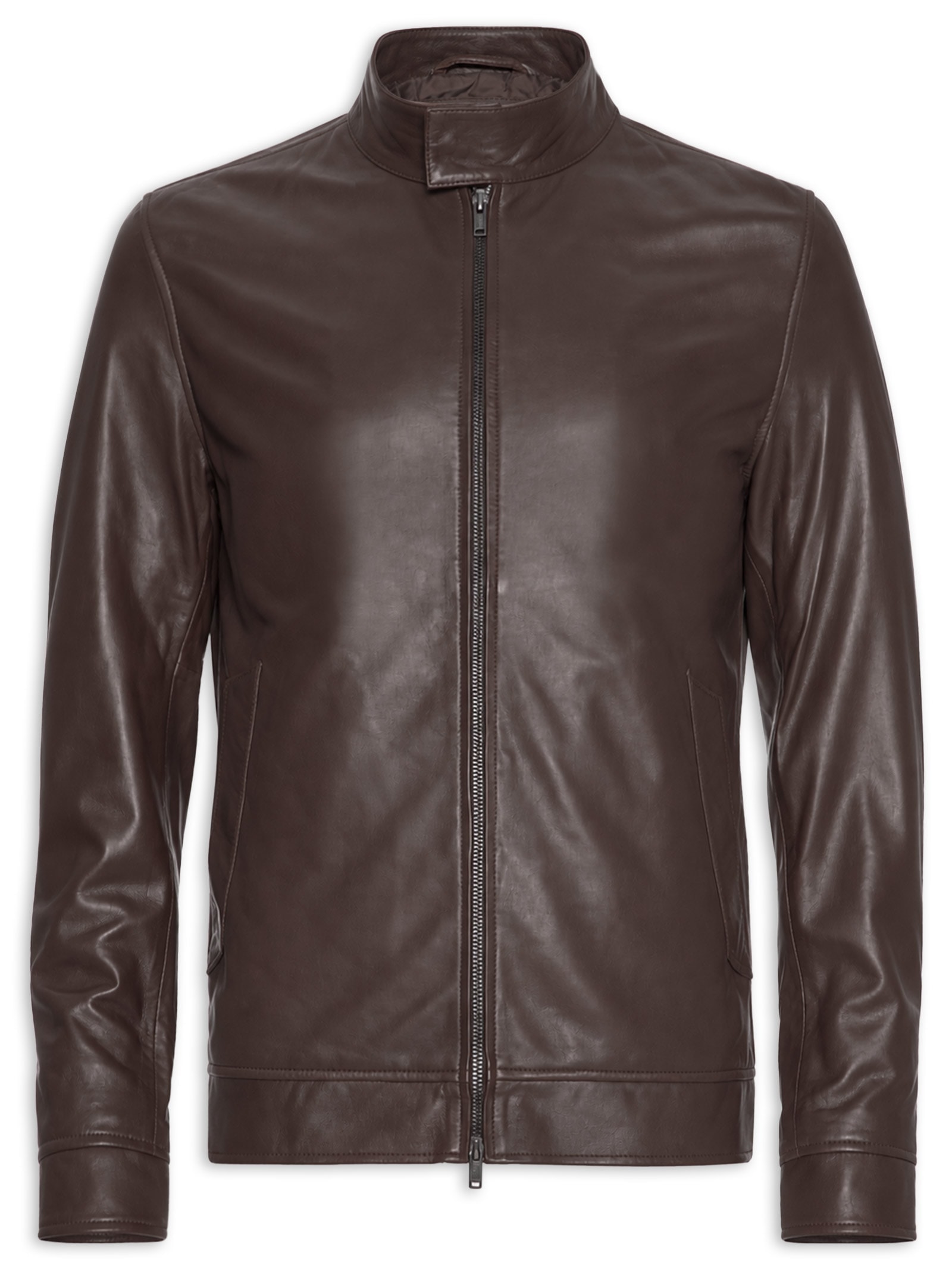 Jaqueta Masculina Harrington Couro Marrom Oficina Reserva