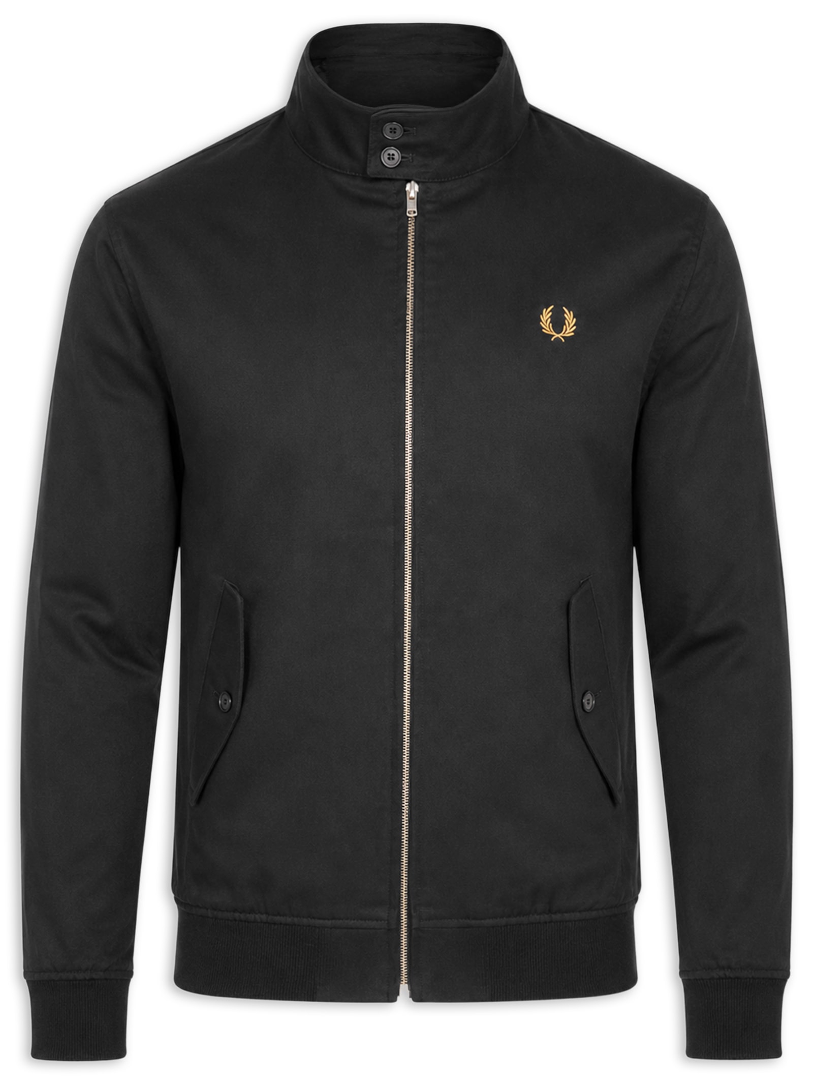 Jaqueta Masculina Harrington Regular Fit Em Twill Preto Fred Perry