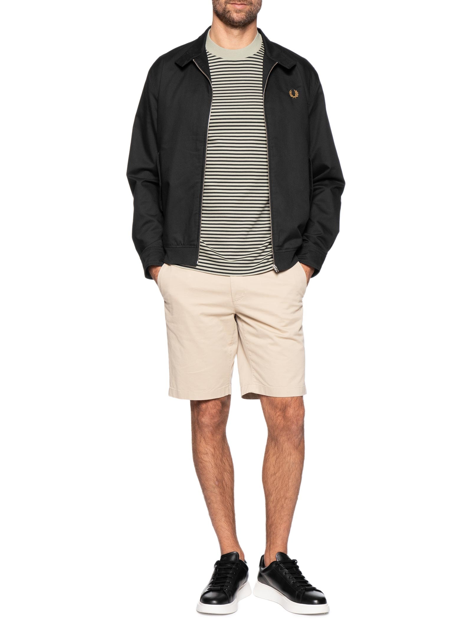 Jaqueta Masculina Harrington Regular Fit Em Twill Preto Fred Perry