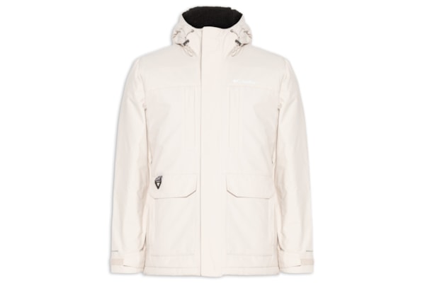 Jaqueta Masculina Impermeável Capuz Linho Sherpa - Off White