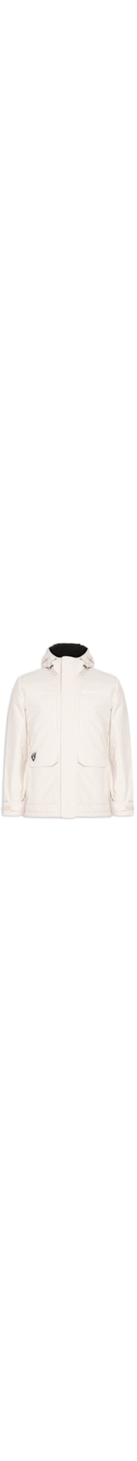 Jaqueta Masculina Impermeável Capuz Linho Sherpa - Off White