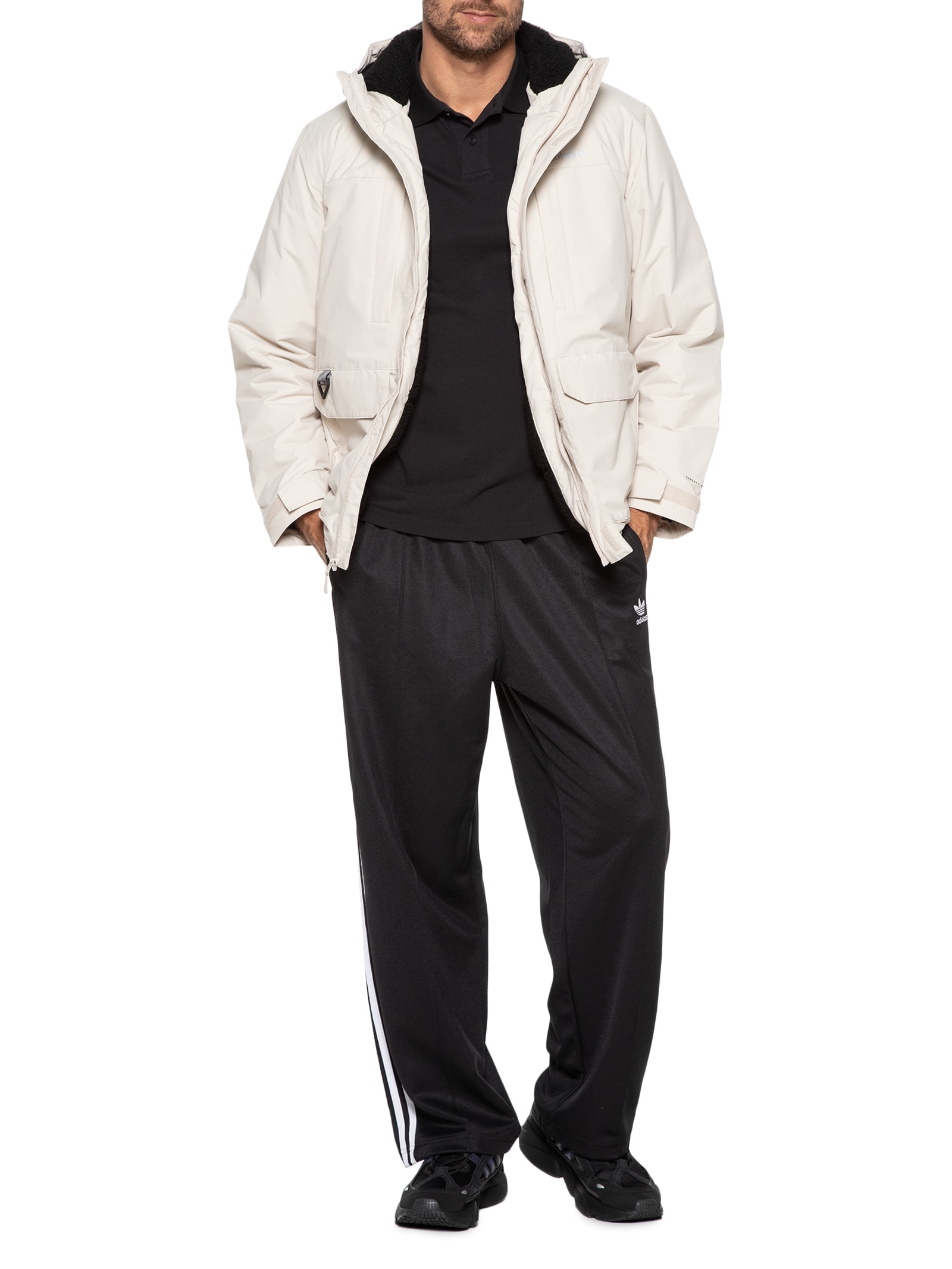 Jaqueta Masculina Impermeável Capuz Linho Sherpa Off White Columbia